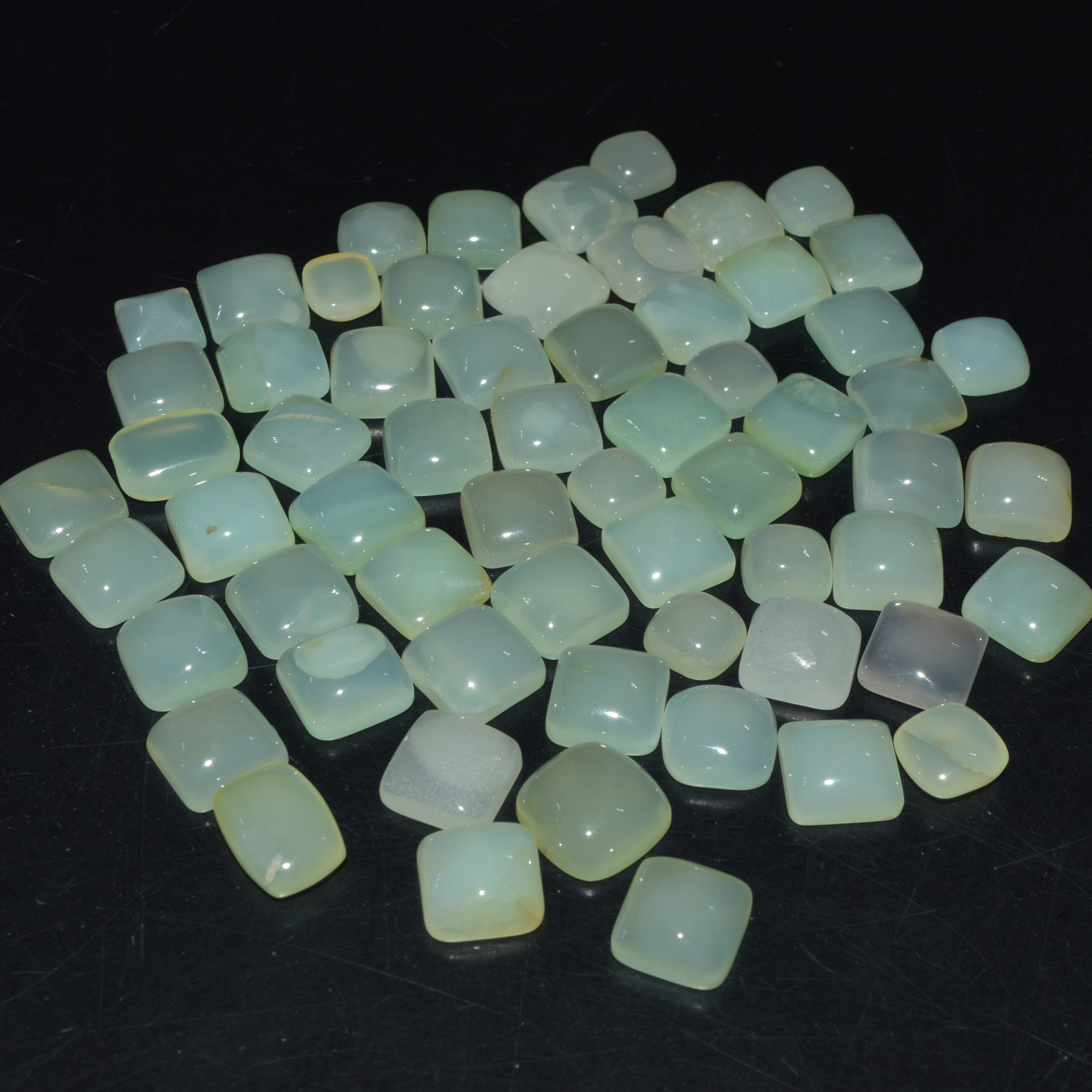 62 Pcs 457Cts Natural Green Chalcedony Cabochon Gemstone Handmade Jewelry Making Healing Crystals Lot 11x11 6x6mm 3591