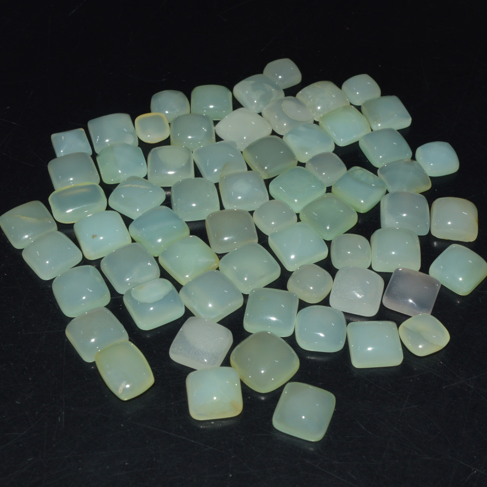 Image of 62 Pcs 457Cts Natural Green Chalcedony Cabochon Gemstone Handmade Jewelry Making Healing Crystals Lot 11x11 6x6mm #3591
