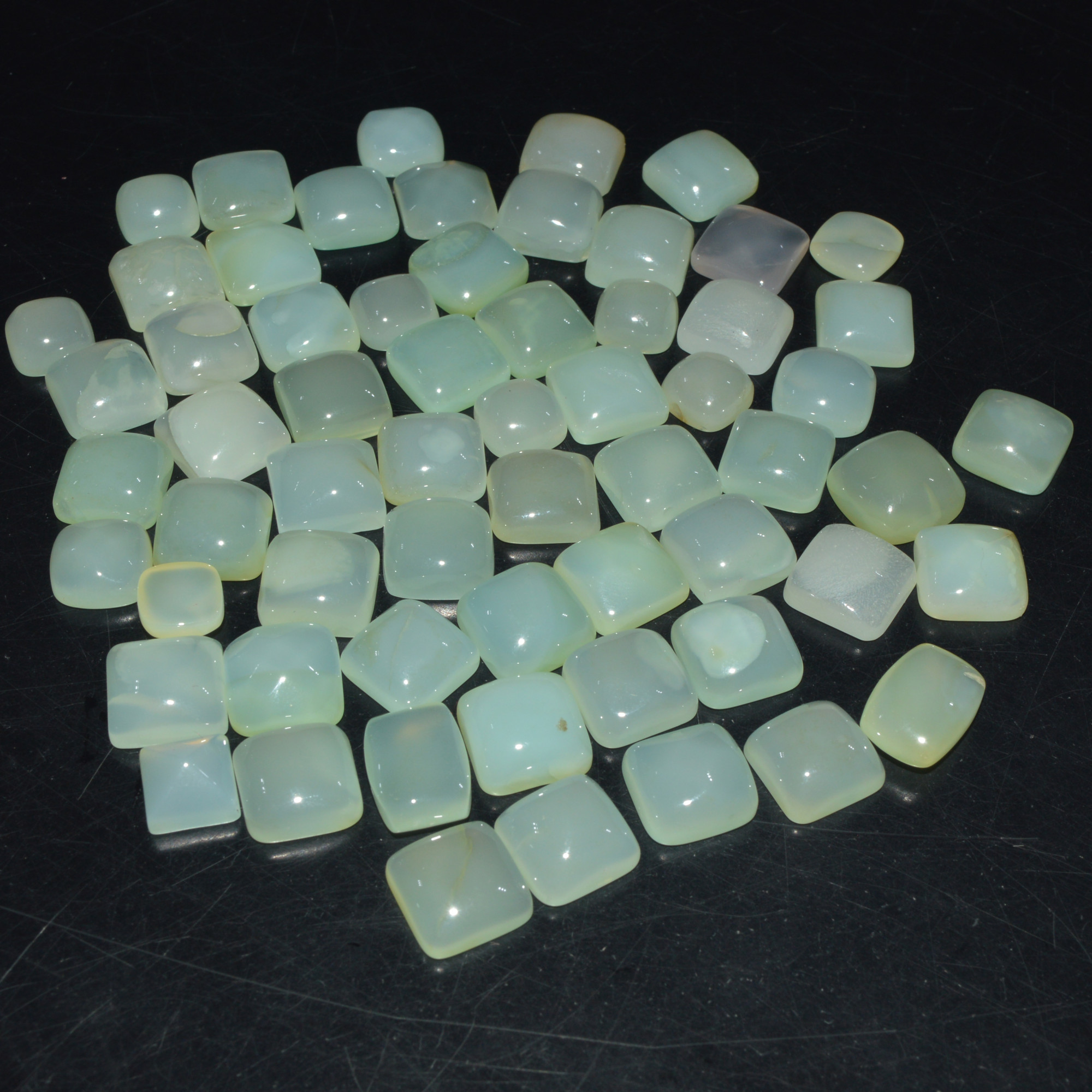 62 Pcs 457Cts Natural Green Chalcedony Cabochon Gemstone Handmade Jewelry Making Healing Crystals Lot 11x11 6x6mm 3591