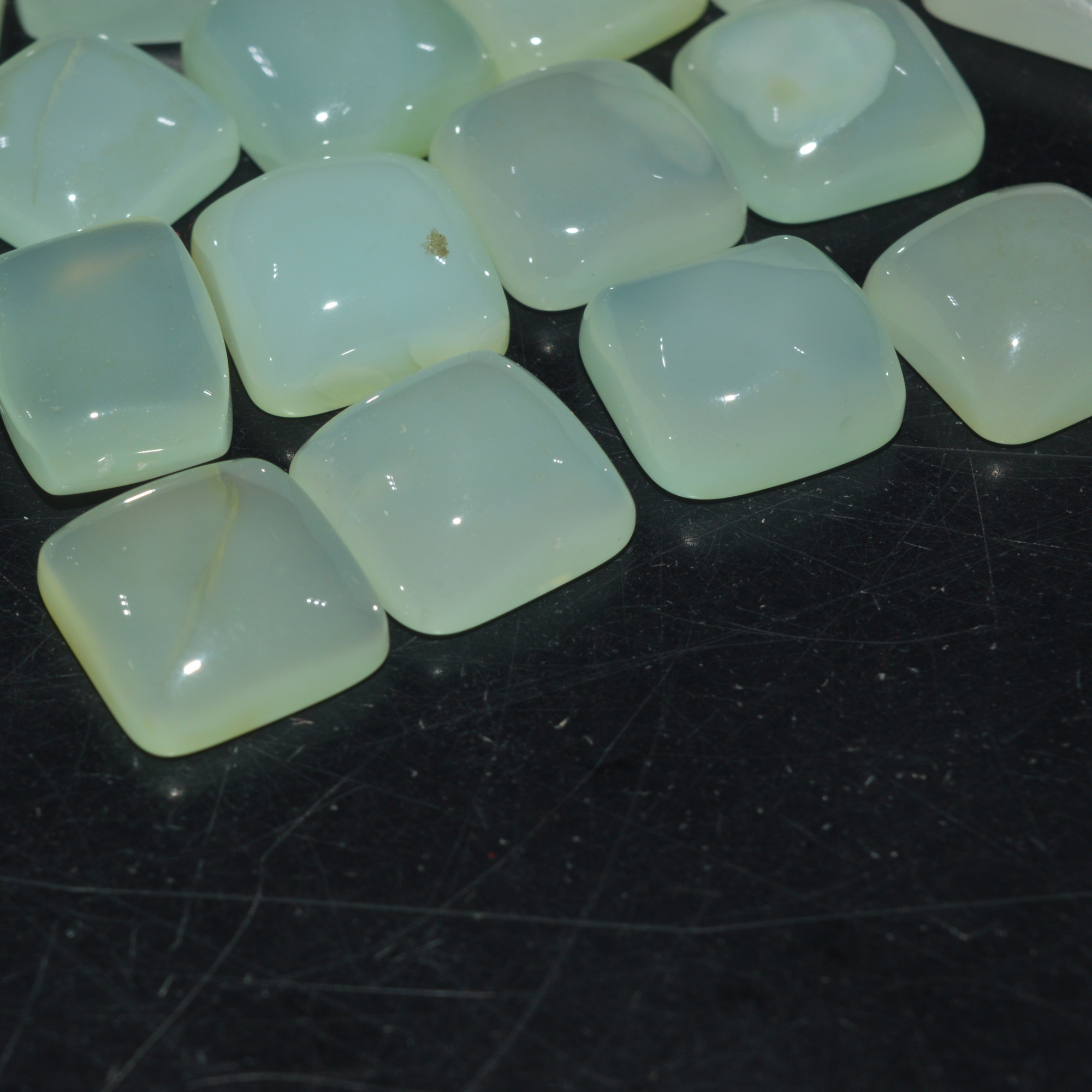 62 Pcs 457Cts Natural Green Chalcedony Cabochon Gemstone Handmade Jewelry Making Healing Crystals Lot 11x11 6x6mm 3591