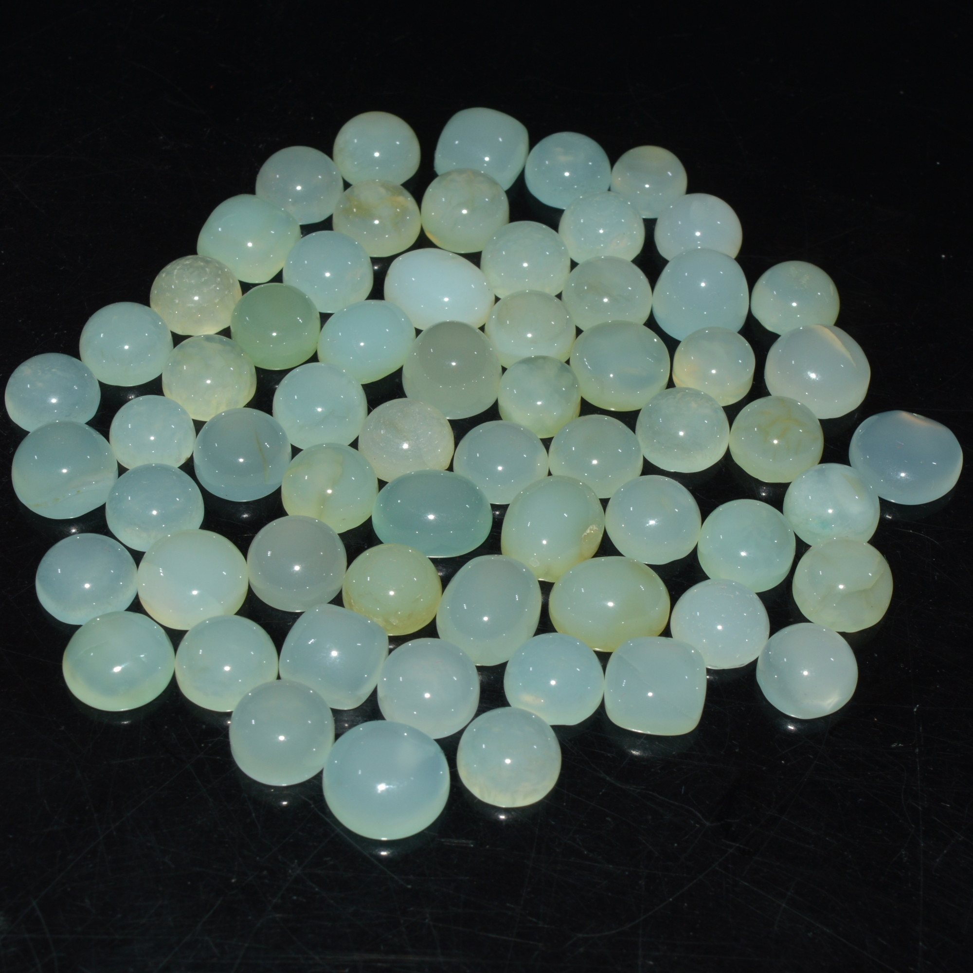 63 Pcs 212Cts Natural Green Chalcedony Cabochon Gemstone Handmade Jewelry Making Healing Crystals Lot 10x10 5x5mm 3592
