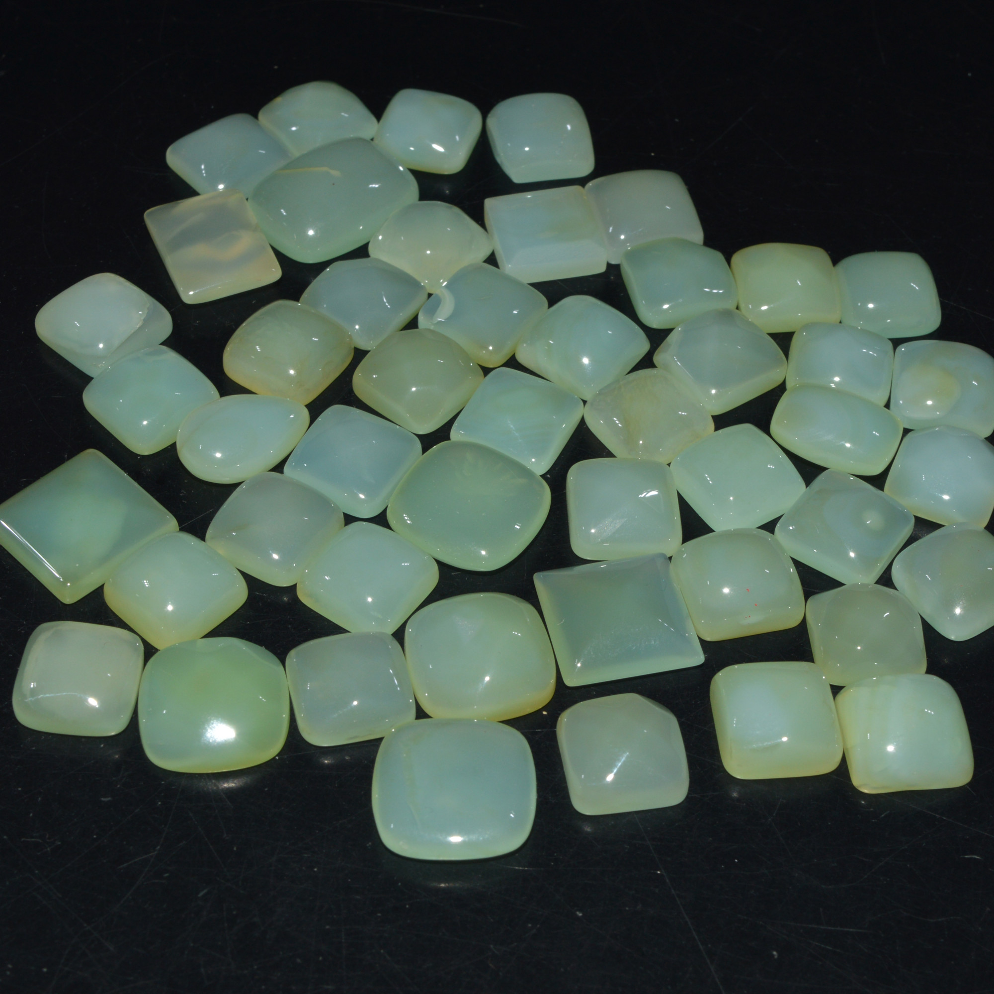 48 Pcs 400Cts Natural Green Chalcedony Cabochon Gemstone Handmade Jewelry Making Healing Crystals Lot 20x13 10x10mm 3593
