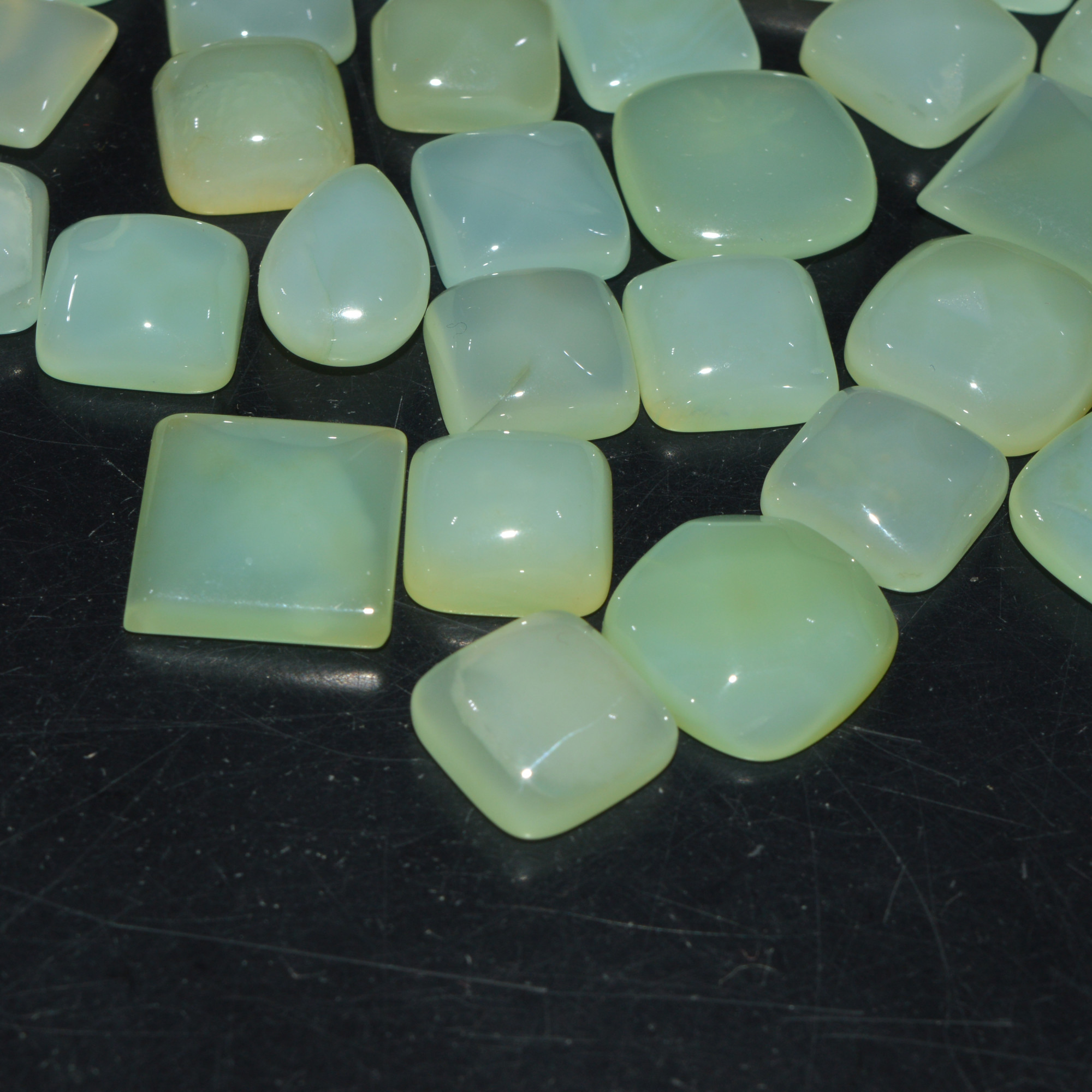 48 Pcs 400Cts Natural Green Chalcedony Cabochon Gemstone Handmade Jewelry Making Healing Crystals Lot 20x13 10x10mm 3593