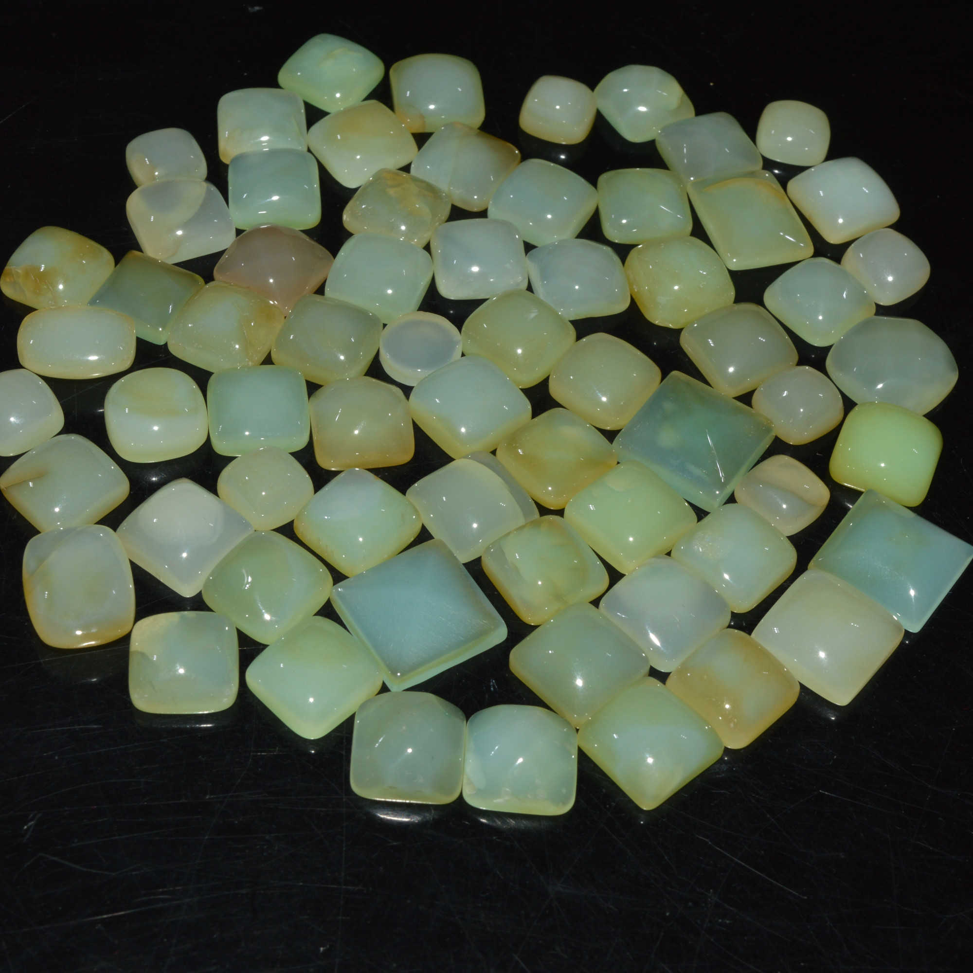 62 Pcs 490Cts Natural Green Chalcedony Cabochon Gemstone Handmade Jewelry Making Healing Crystals Lot 13x13 9x9mm 3594