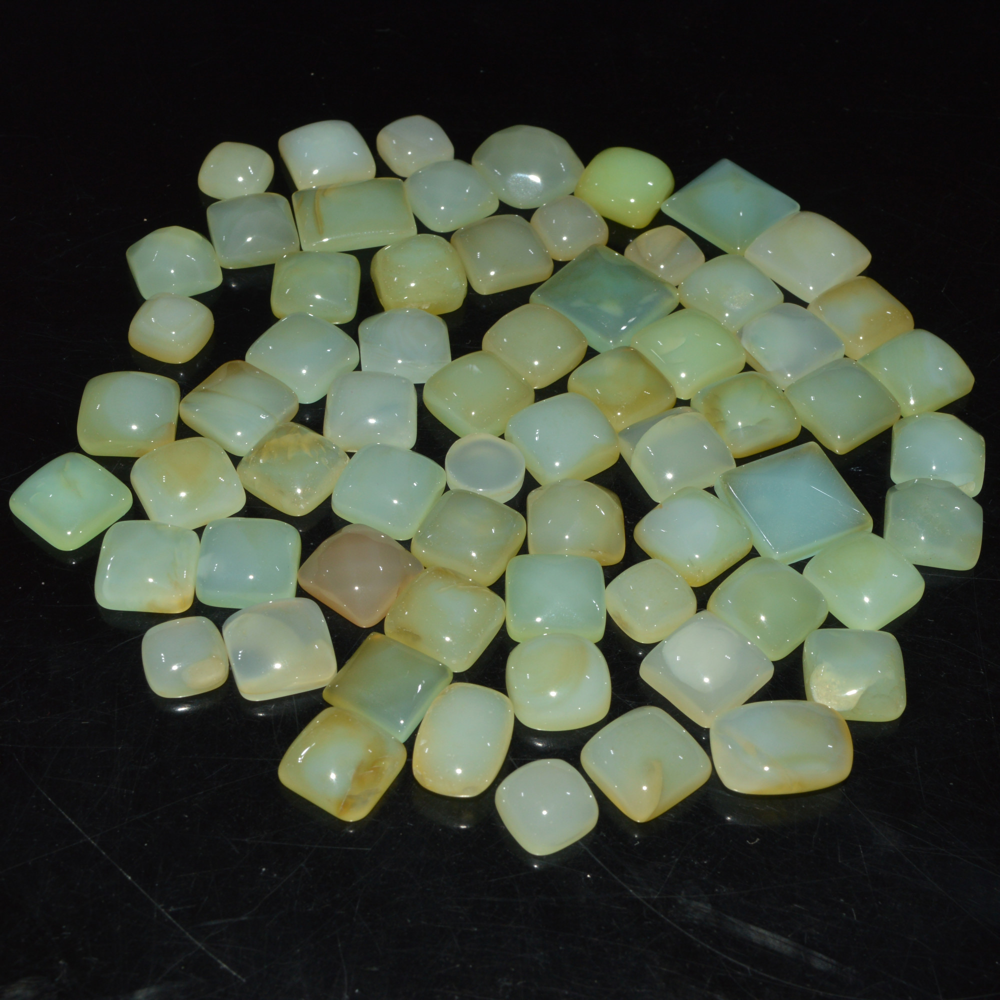 62 Pcs 490Cts Natural Green Chalcedony Cabochon Gemstone Handmade Jewelry Making Healing Crystals Lot 13x13 9x9mm 3594
