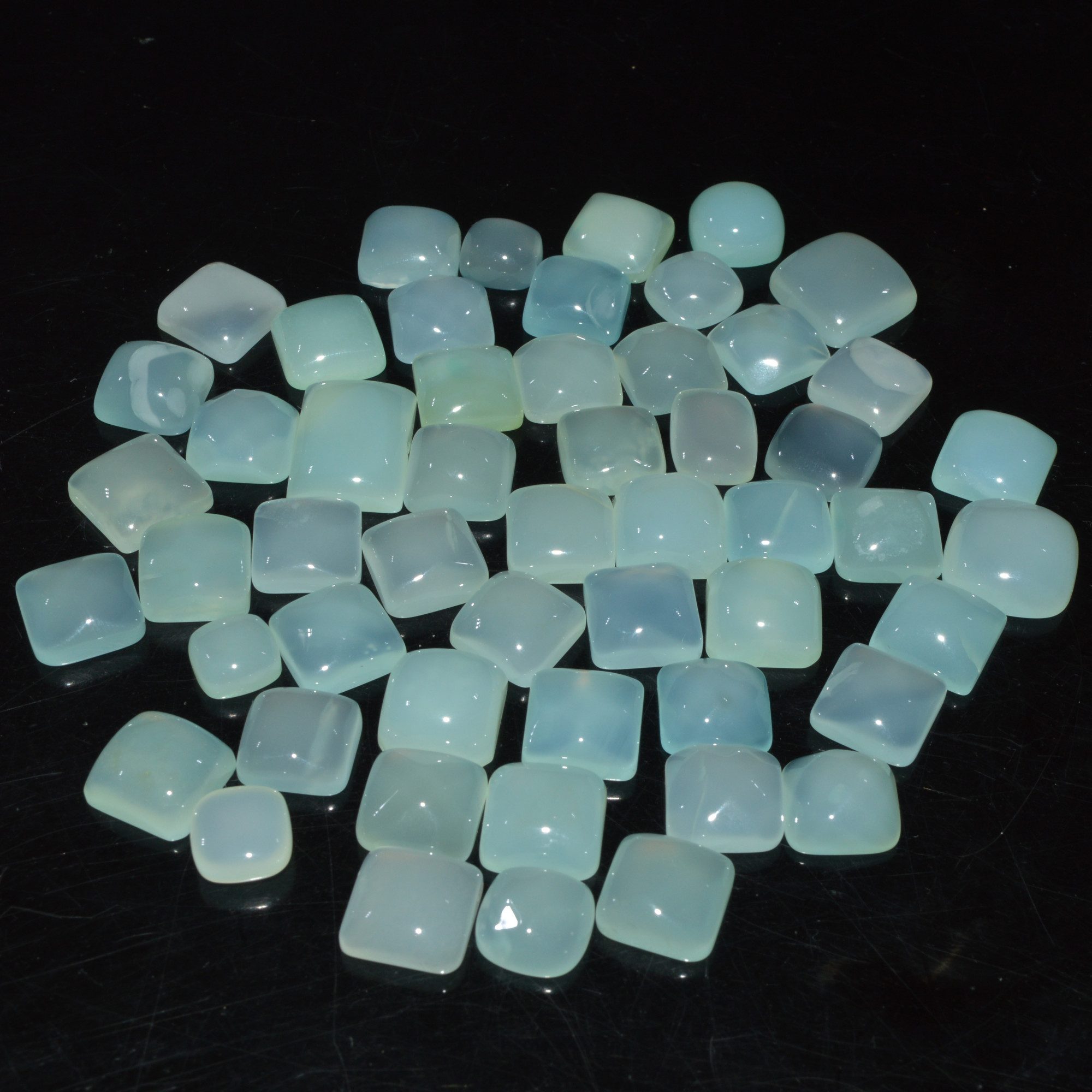 54 Pcs 418Cts Natural Green Chalcedony Cabochon Gemstone Handmade Jewelry Making Healing Crystals Lot 15x10 6x6mm 3596