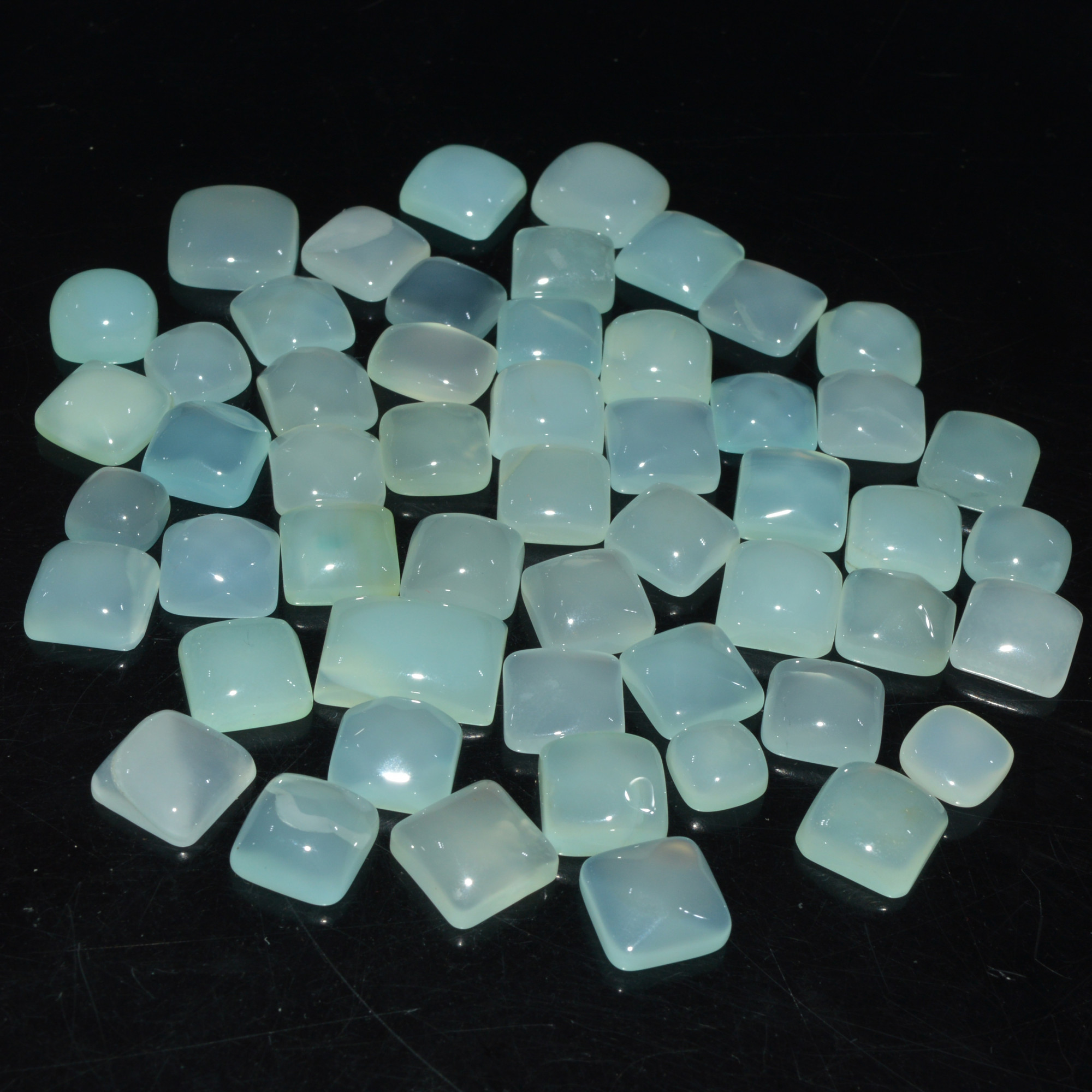 54 Pcs 418Cts Natural Green Chalcedony Cabochon Gemstone Handmade Jewelry Making Healing Crystals Lot 15x10 6x6mm 3596