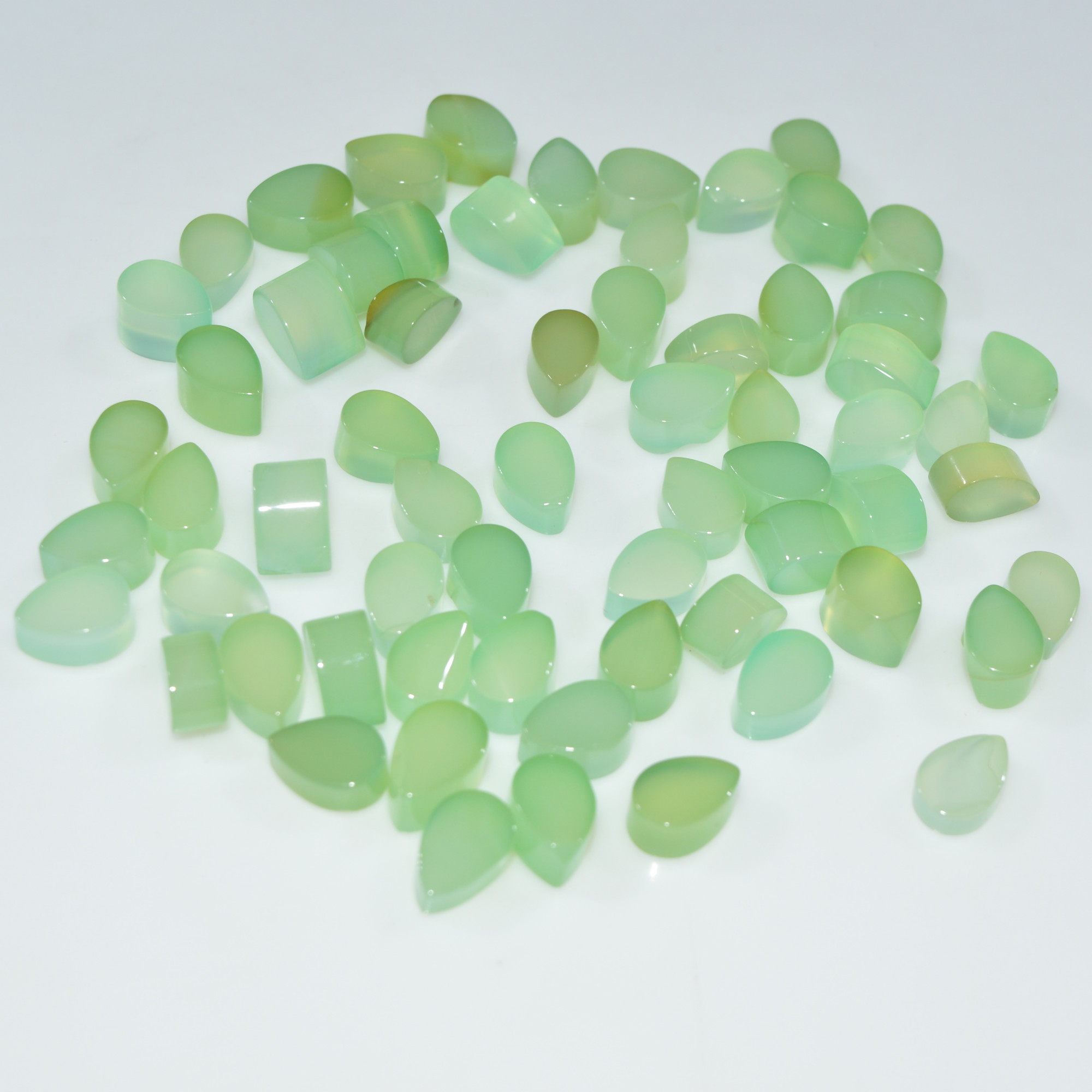 64 Pcs 234Cts Natural Green Chalcedony Cabochon Gemstone Handmade Jewelry Making Healing Crystals Lot 9x5 8x5mm 3597