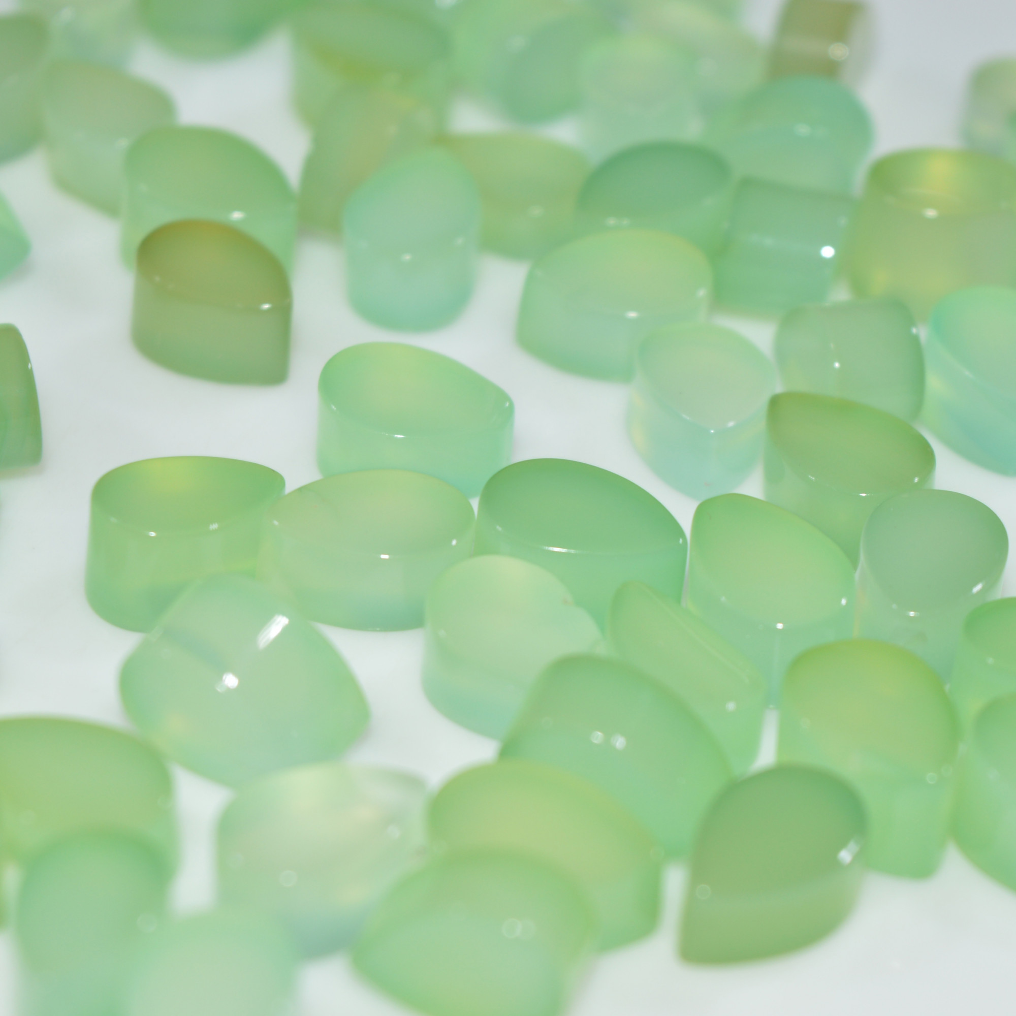 64 Pcs 234Cts Natural Green Chalcedony Cabochon Gemstone Handmade Jewelry Making Healing Crystals Lot 9x5 8x5mm 3597