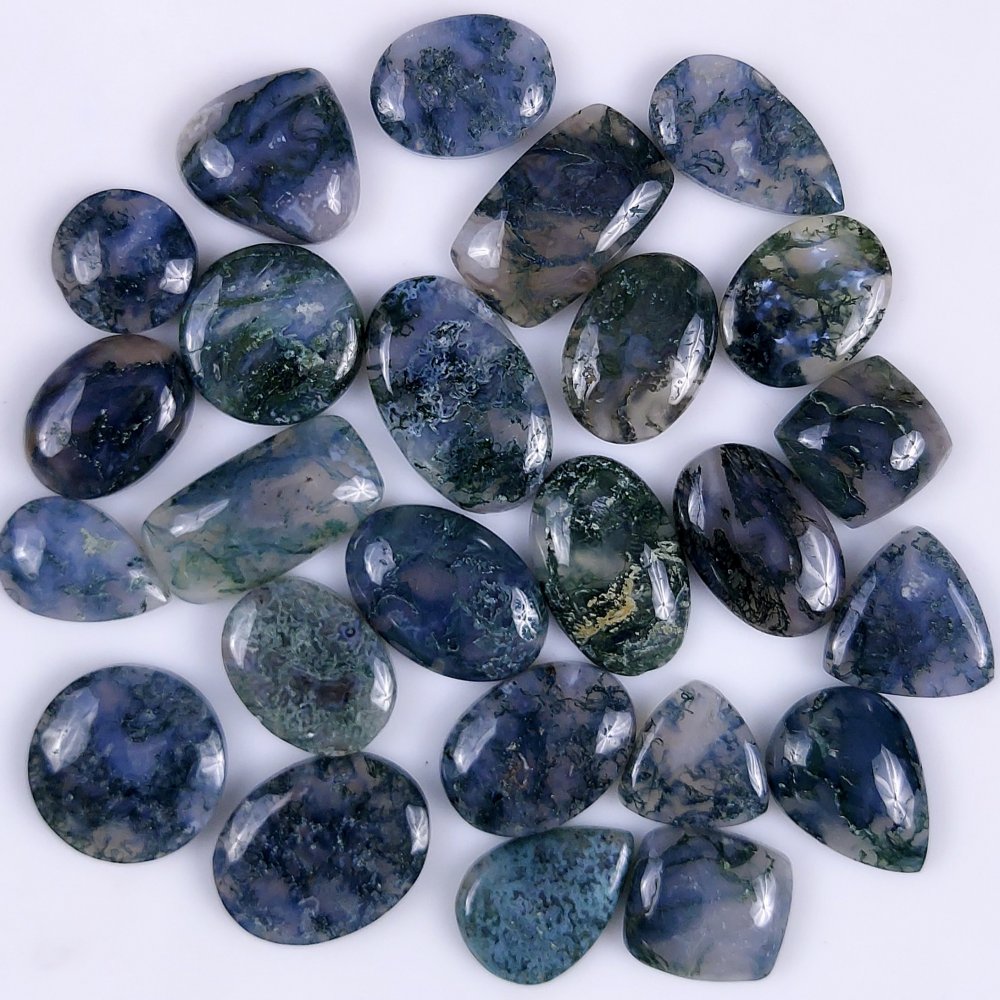 25Pcs 279Cts Natural Green Moss Agate Cabochon Lots Mixed Shapes And Sizes Moss Agate loose gemstone Cabochon Wholesale Lot 20x10 12x12mm#G-360