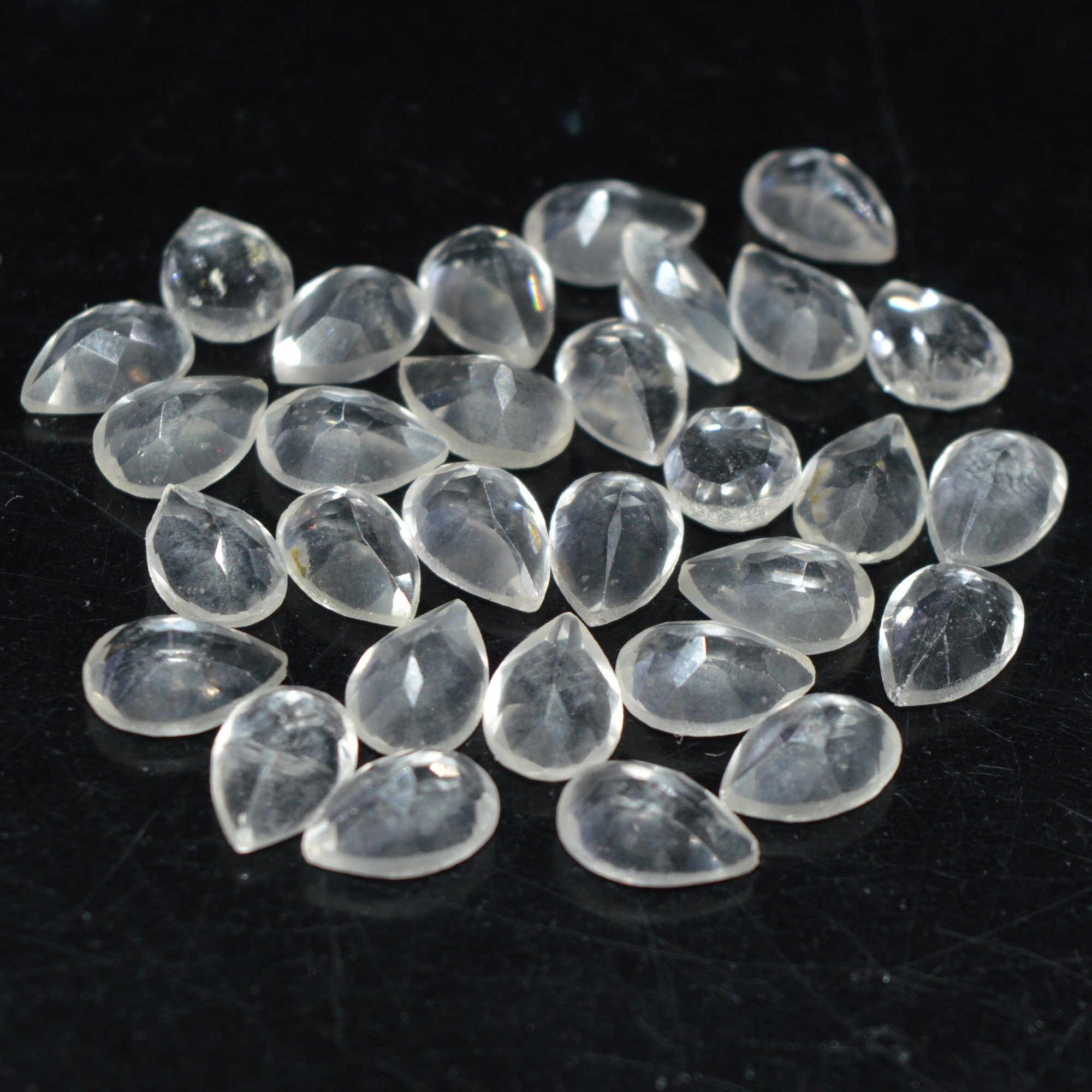 30 Pcs 38Cts Natural Clear Quartz Faceted Loose Gemstone Handmade Jewelry Making Healing Crystals Lot 6x5 5x4mm 3600