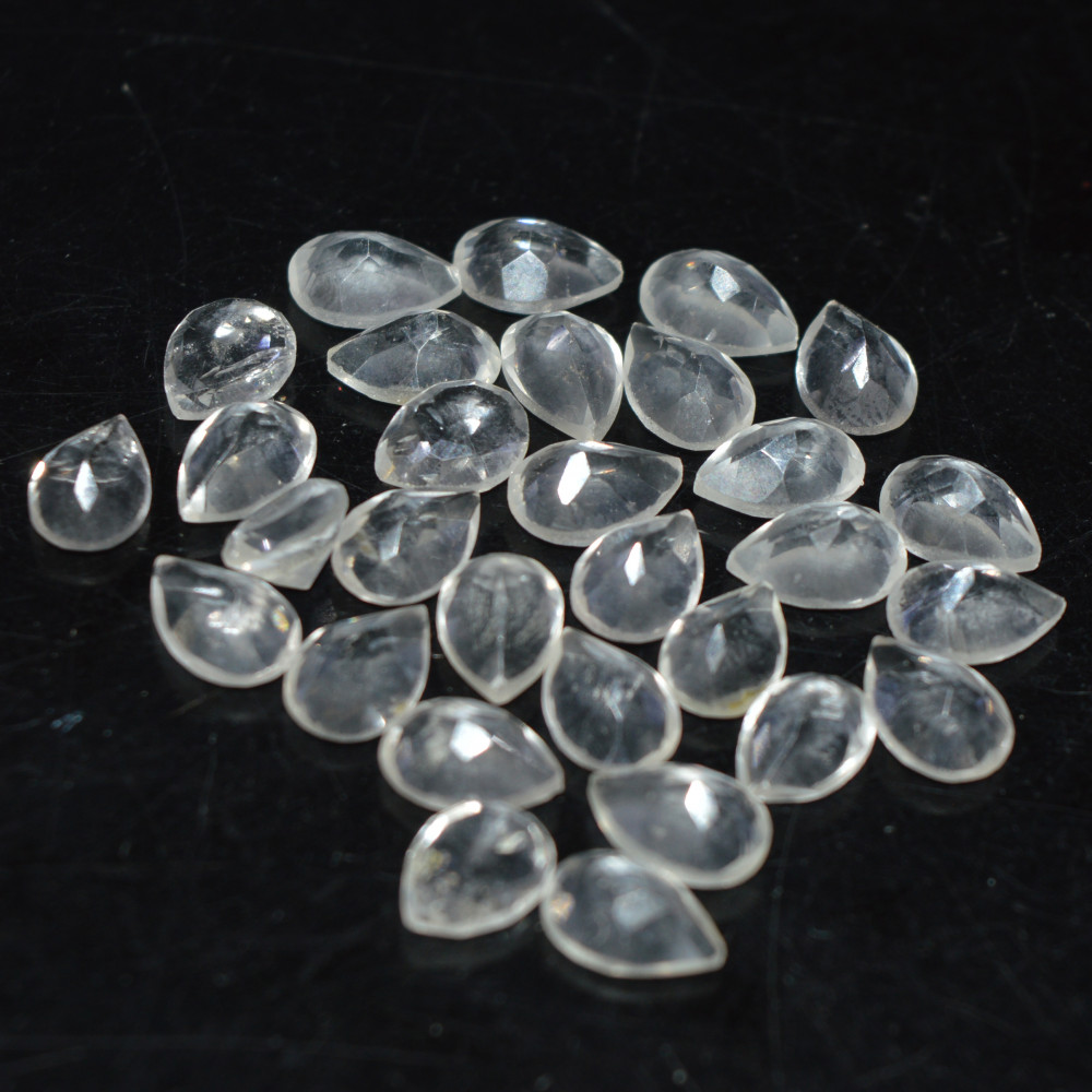 Image of 30 Pcs 38Cts Natural Clear Quartz Faceted Loose Gemstone Handmade Jewelry Making Healing Crystals Lot 6x5 5x4mm #3600