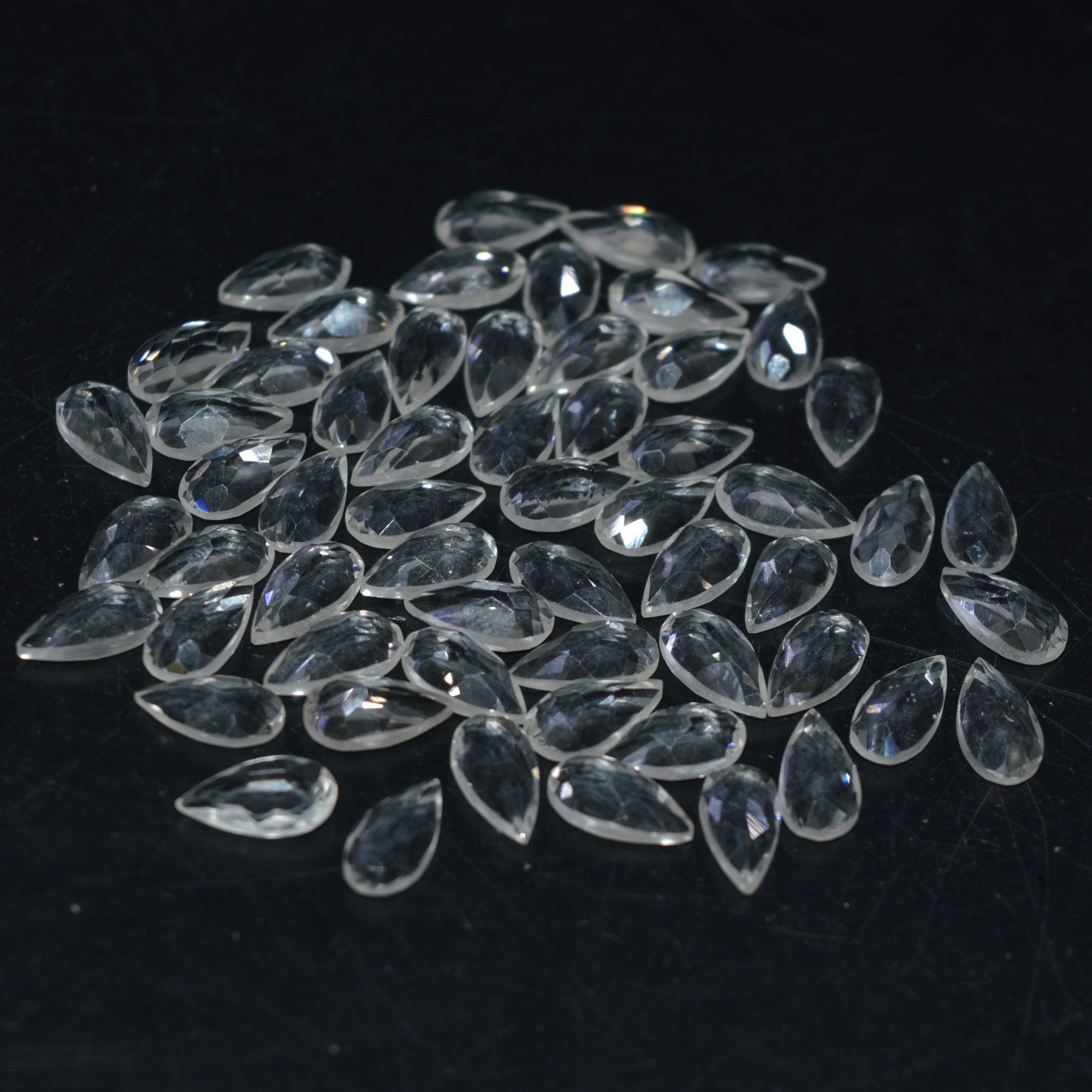 59 Pcs 68Cts Natural Clear Quartz Faceted Loose Gemstone Handmade Jewelry Making Healing Crystals Lot 9x5 8x4mm 3601