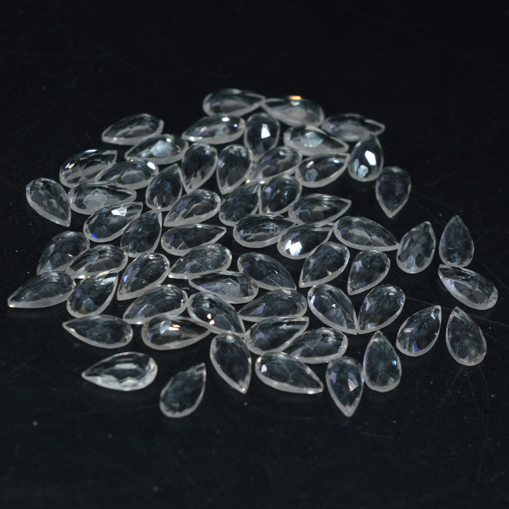 Image of 59 Pcs 68Cts Natural Clear Quartz Faceted Loose Gemstone Handmade Jewelry Making Healing Crystals Lot 9x5 8x4mm #3601