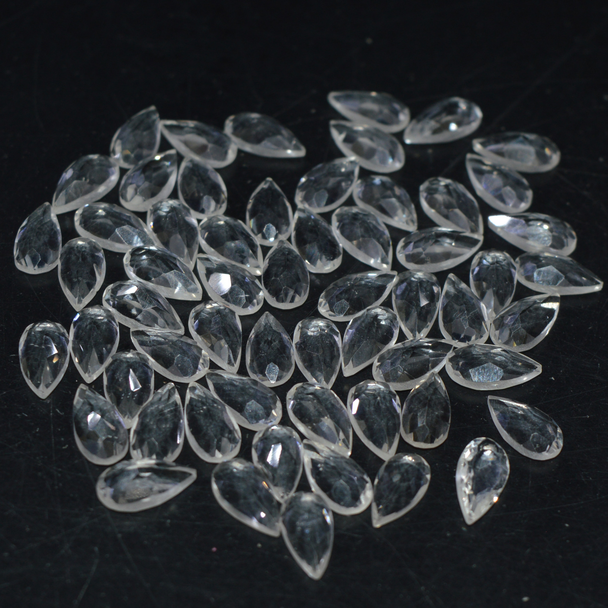 59 Pcs 68Cts Natural Clear Quartz Faceted Loose Gemstone Handmade Jewelry Making Healing Crystals Lot 9x5 8x4mm 3601
