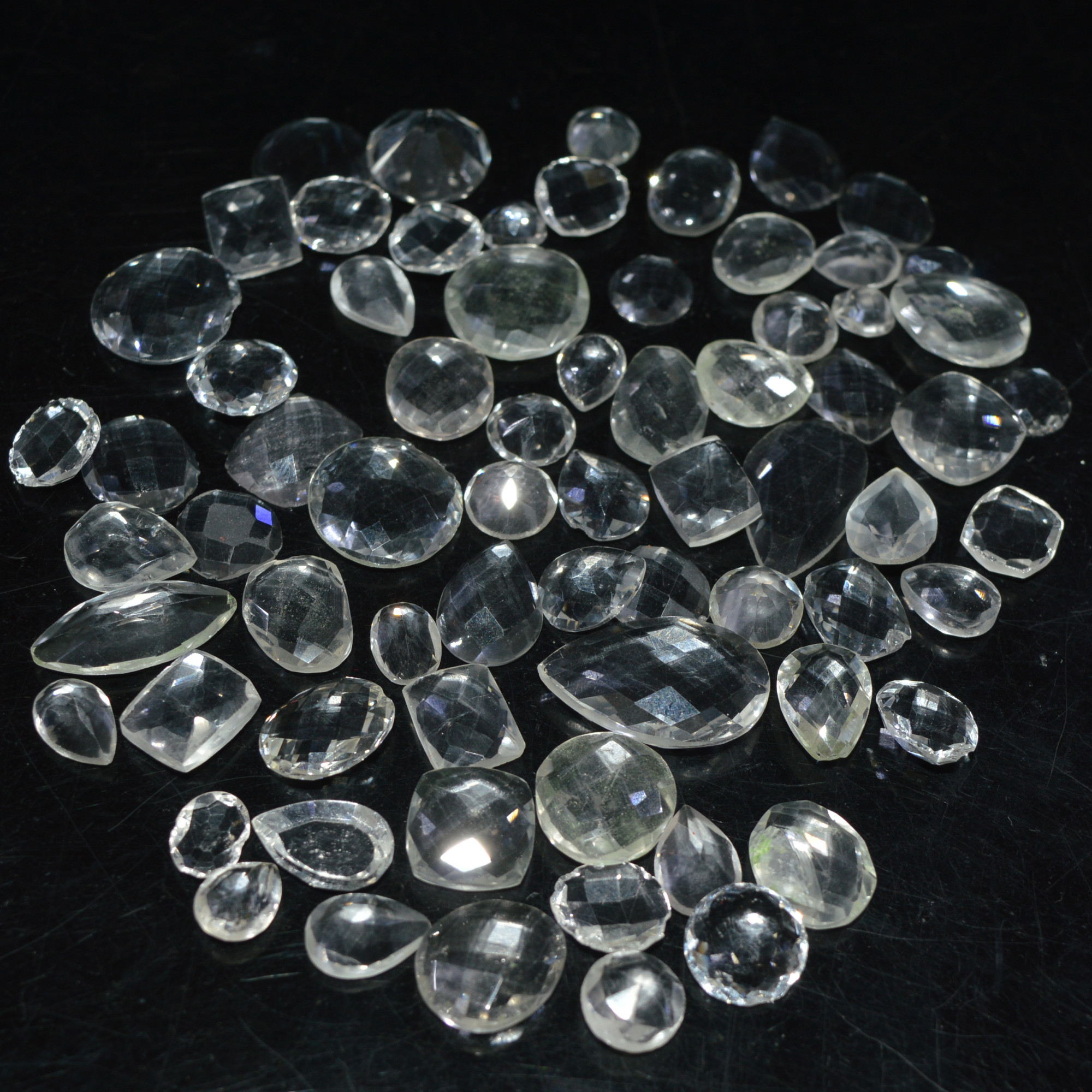 70 Pcs 168Cts Natural Clear Quartz Faceted Loose Gemstone Handmade Jewelry Making Healing Crystals Lot 19x10 5x5mm 3602