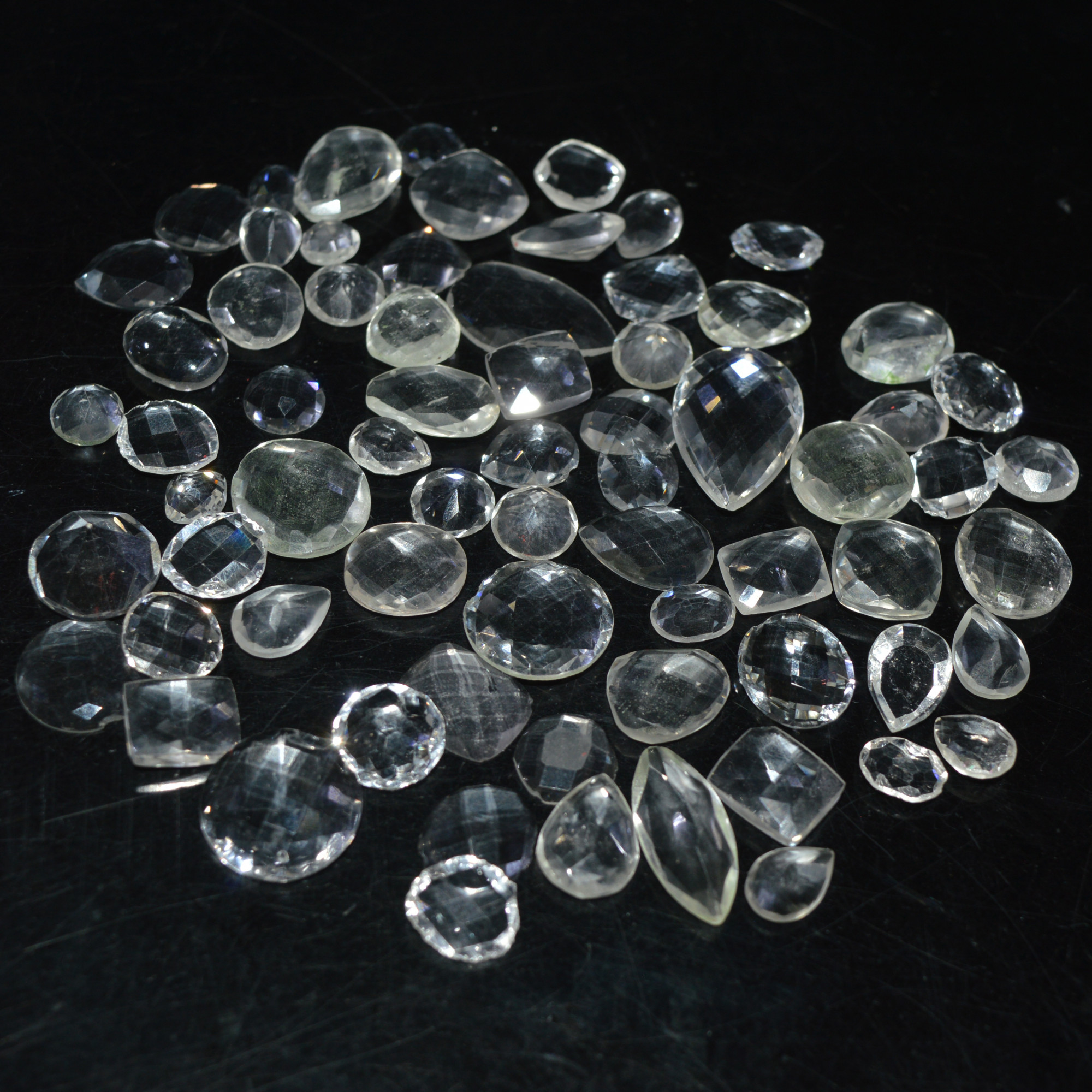70 Pcs 168Cts Natural Clear Quartz Faceted Loose Gemstone Handmade Jewelry Making Healing Crystals Lot 19x10 5x5mm 3602