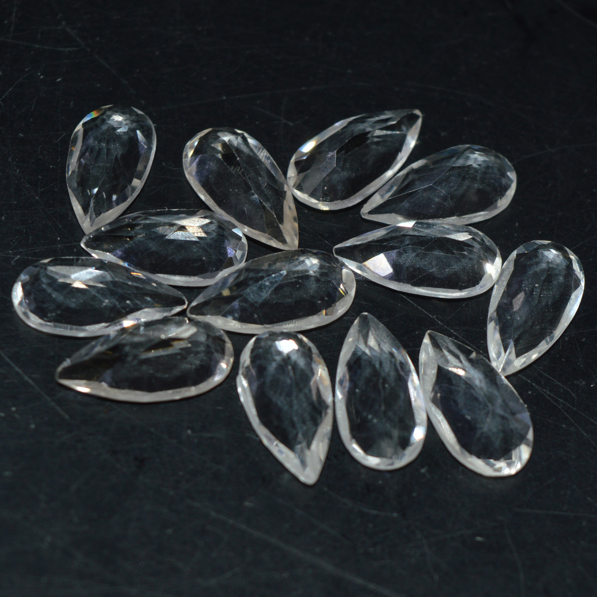 13 Pcs 31Cts Natural Clear Quartz Faceted Loose Gemstone Handmade Jewelry Making Healing Crystals Lot 12x5 12x5mm 3603
