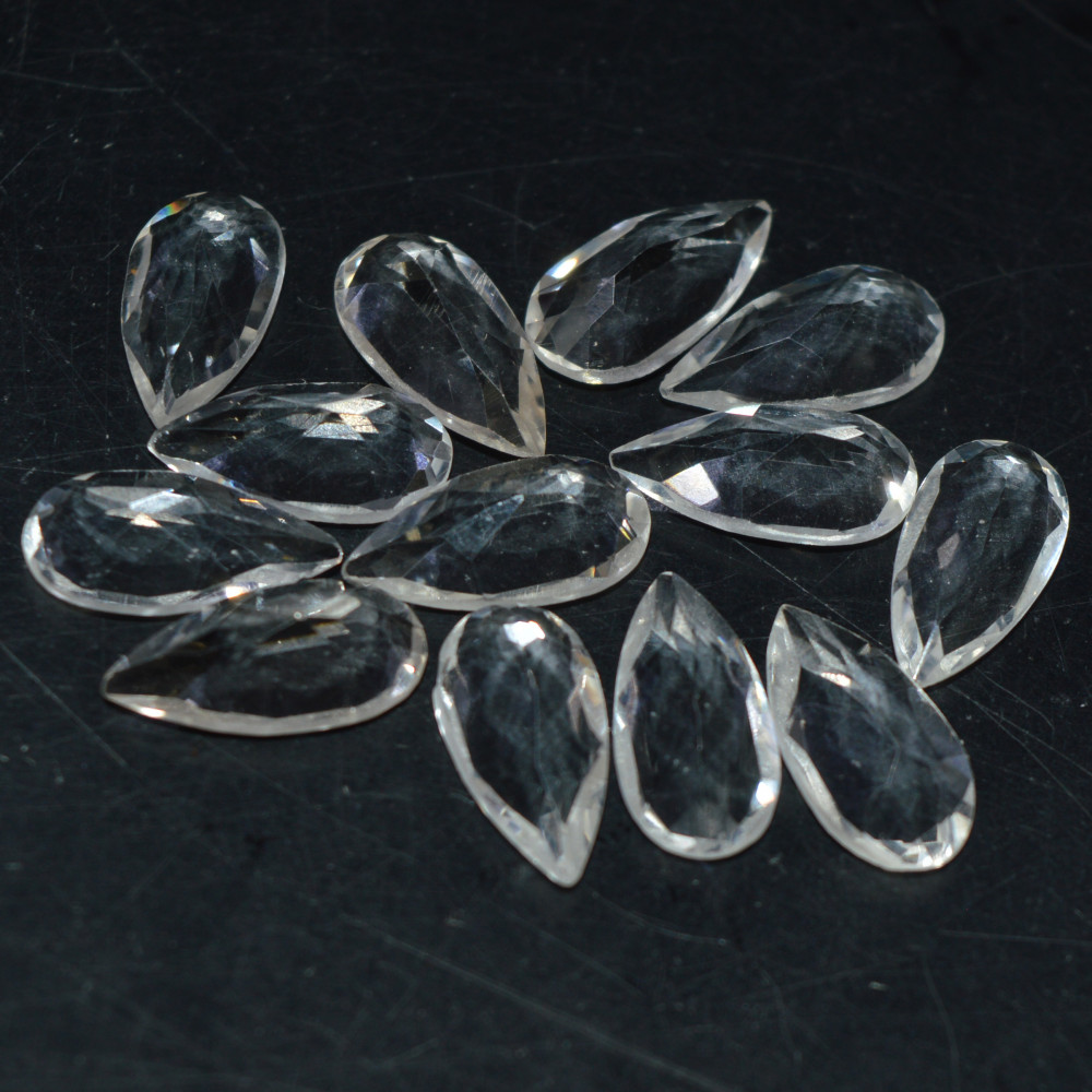 Image of 13 Pcs 31Cts Natural Clear Quartz Faceted Loose Gemstone Handmade Jewelry Making Healing Crystals Lot 12x5 12x5mm #3603