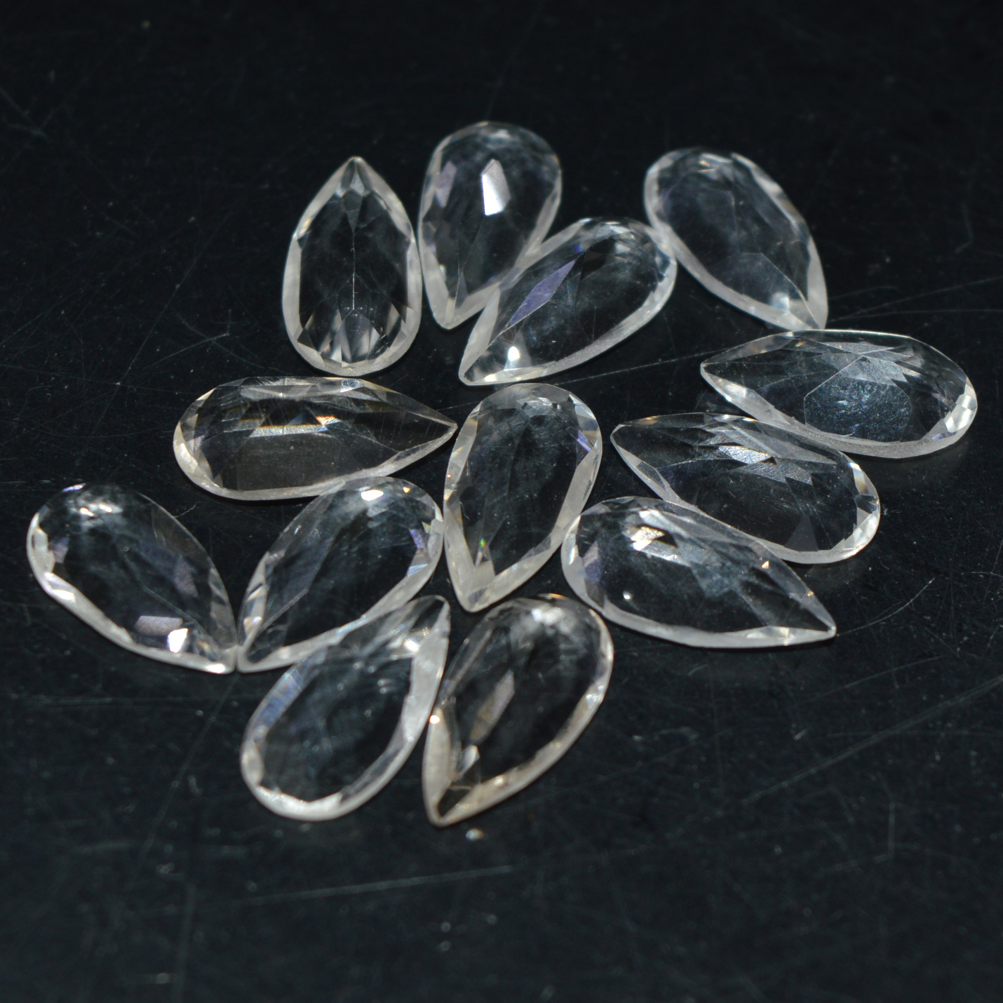 13 Pcs 31Cts Natural Clear Quartz Faceted Loose Gemstone Handmade Jewelry Making Healing Crystals Lot 12x5 12x5mm 3603
