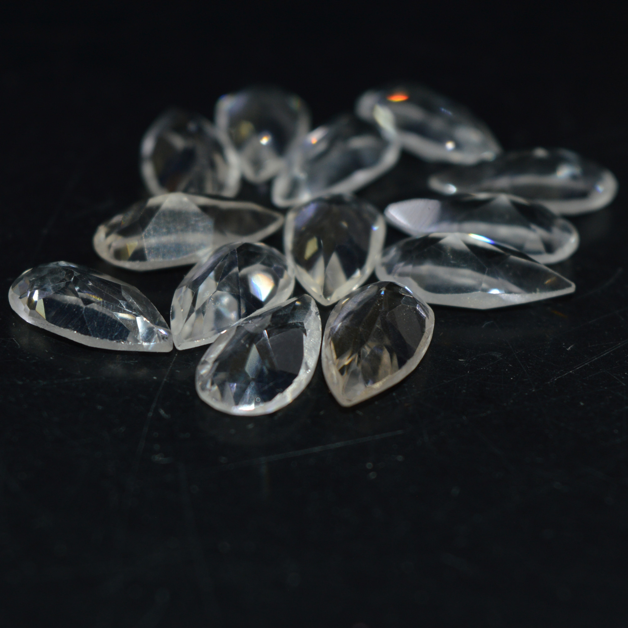 13 Pcs 31Cts Natural Clear Quartz Faceted Loose Gemstone Handmade Jewelry Making Healing Crystals Lot 12x5 12x5mm 3603