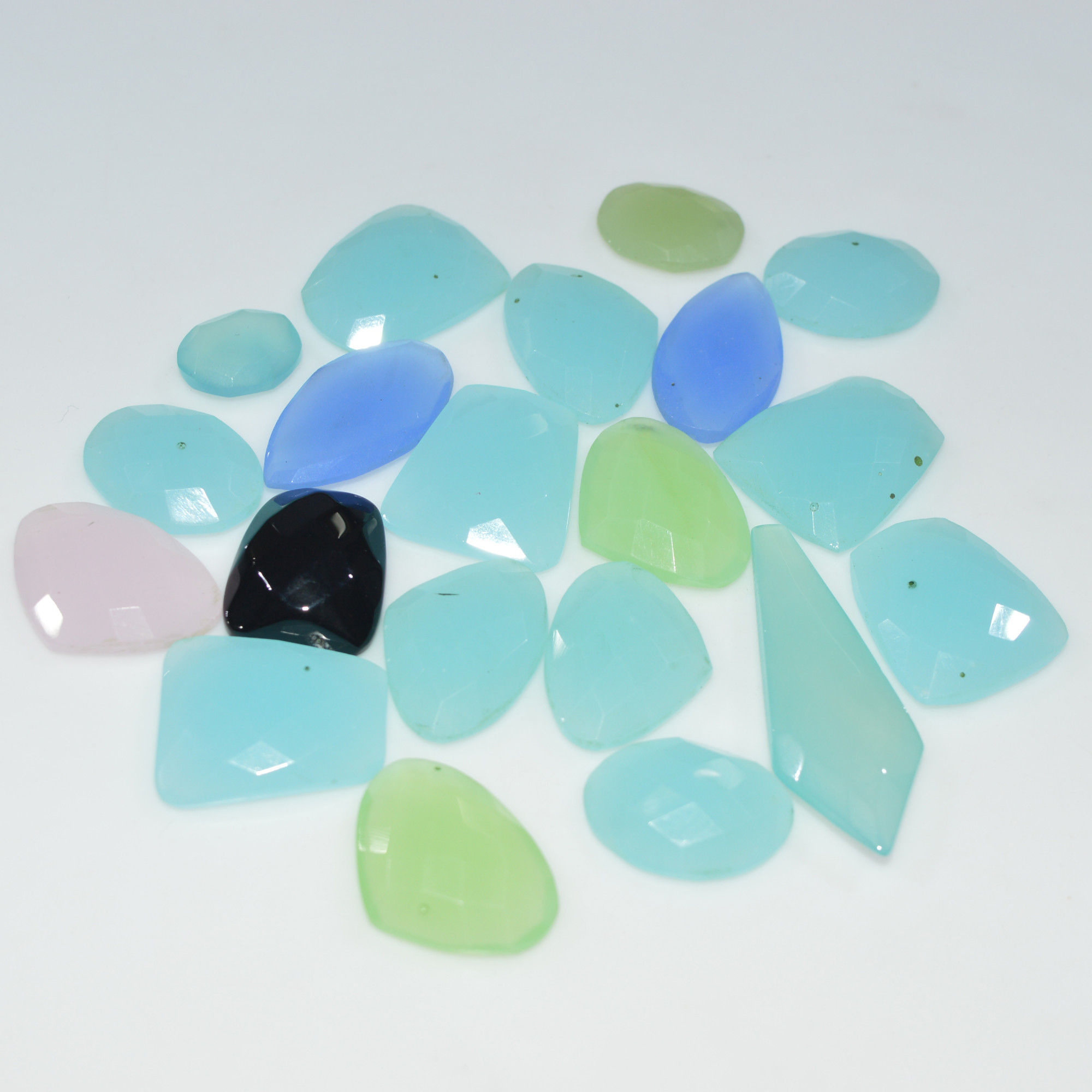 20 Pcs 248Cts Natural Multi Color Chalcedony Faceted Gemstone Handmade Jewelry Making Healing Crystals Lot 39x13 11x9mm 3604