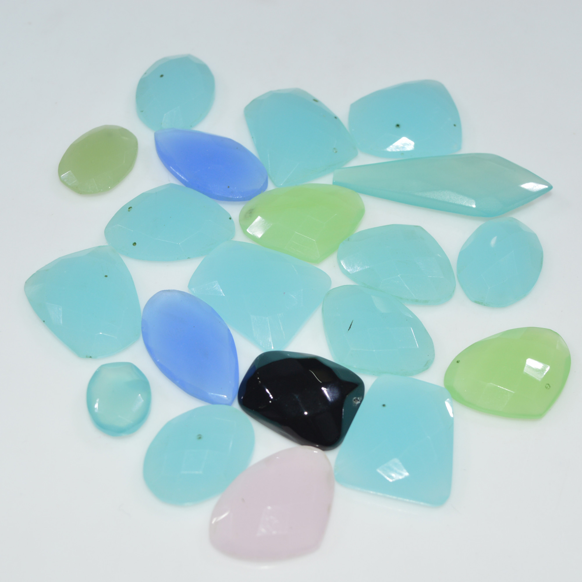 20 Pcs 248Cts Natural Multi Color Chalcedony Faceted Gemstone Handmade Jewelry Making Healing Crystals Lot 39x13 11x9mm 3604
