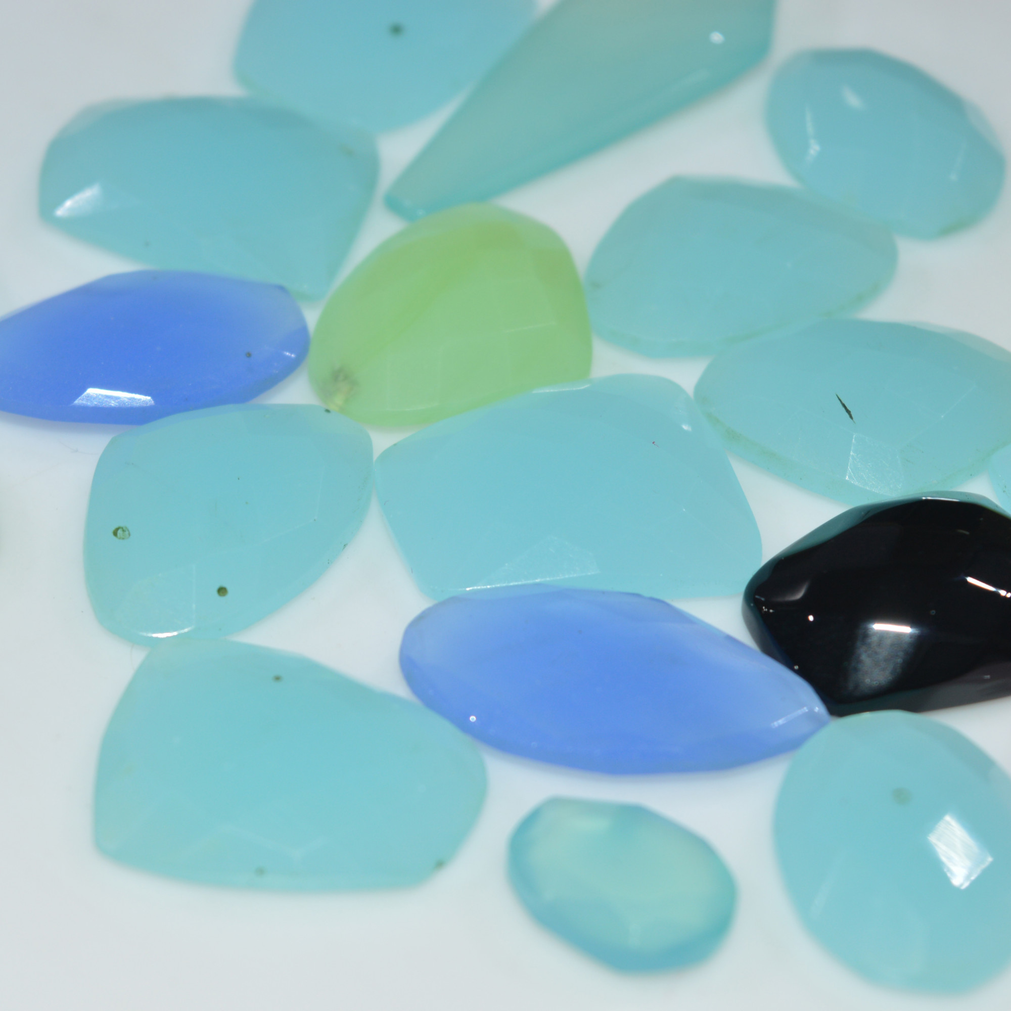 20 Pcs 248Cts Natural Multi Color Chalcedony Faceted Gemstone Handmade Jewelry Making Healing Crystals Lot 39x13 11x9mm 3604