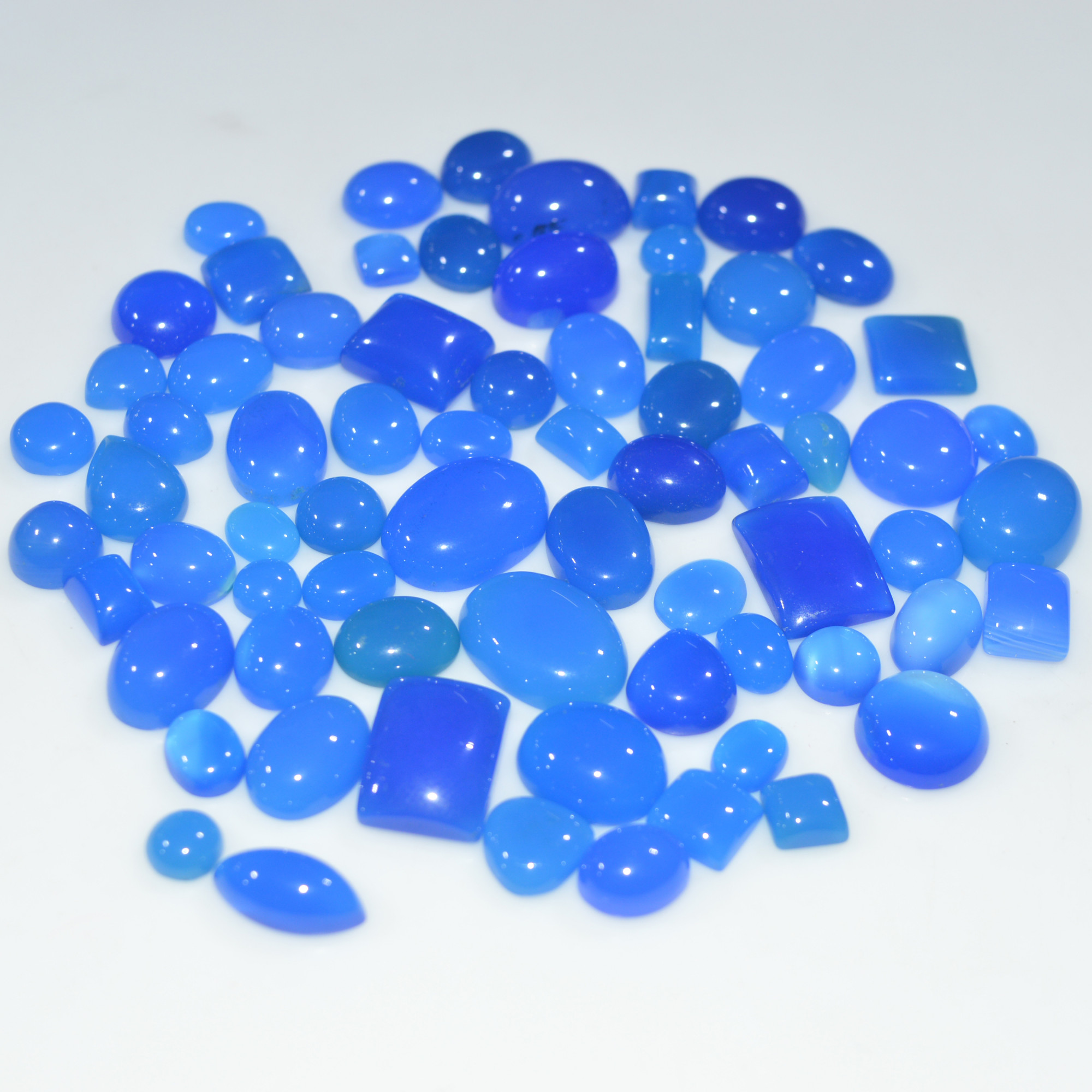 70 Pcs 291Cts Natural Blue Chalcedony Cabochon Gemstone Handmade Jewelry Making Healing Crystals Lot 15x10 5x5 mm 3605