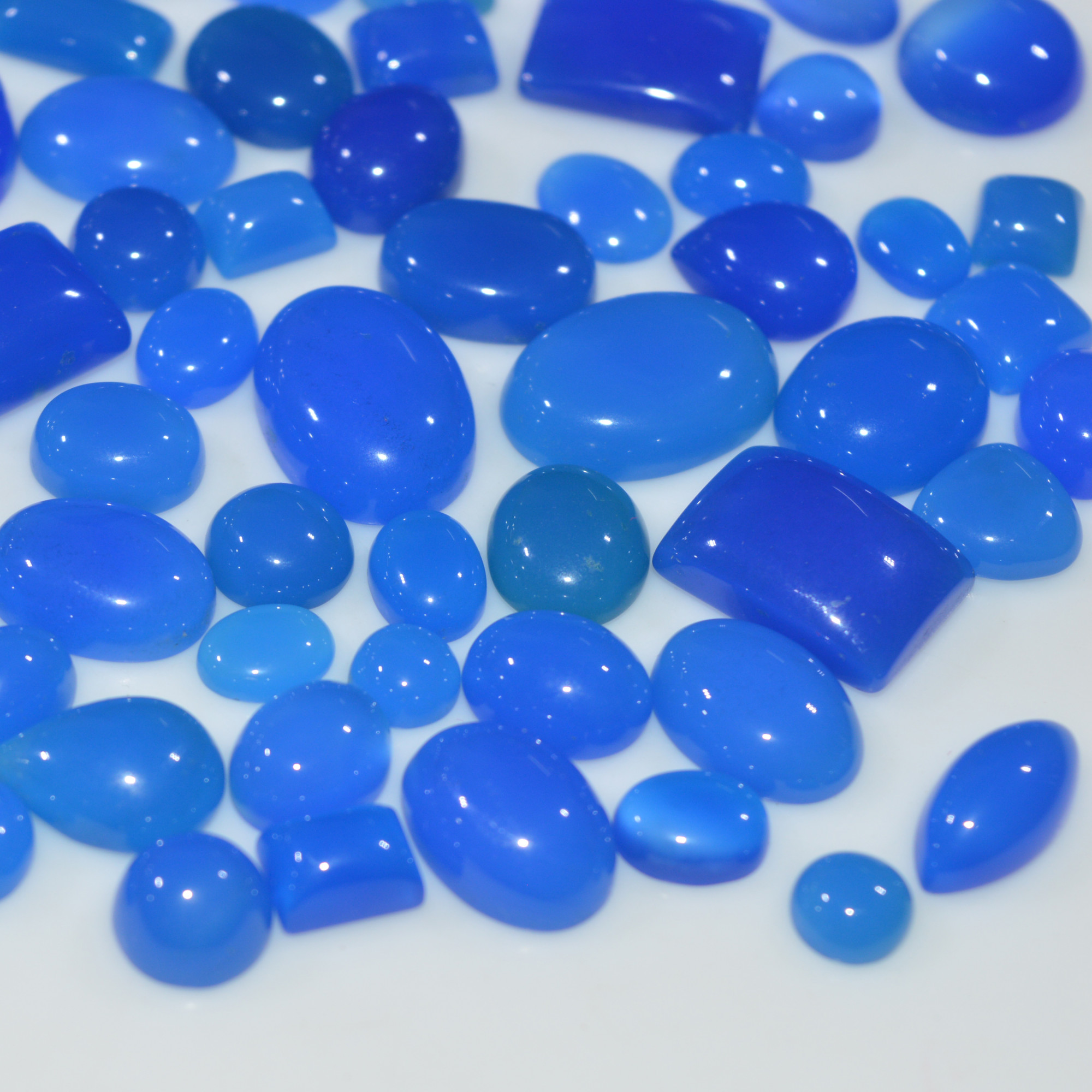 70 Pcs 291Cts Natural Blue Chalcedony Cabochon Gemstone Handmade Jewelry Making Healing Crystals Lot 15x10 5x5 mm 3605