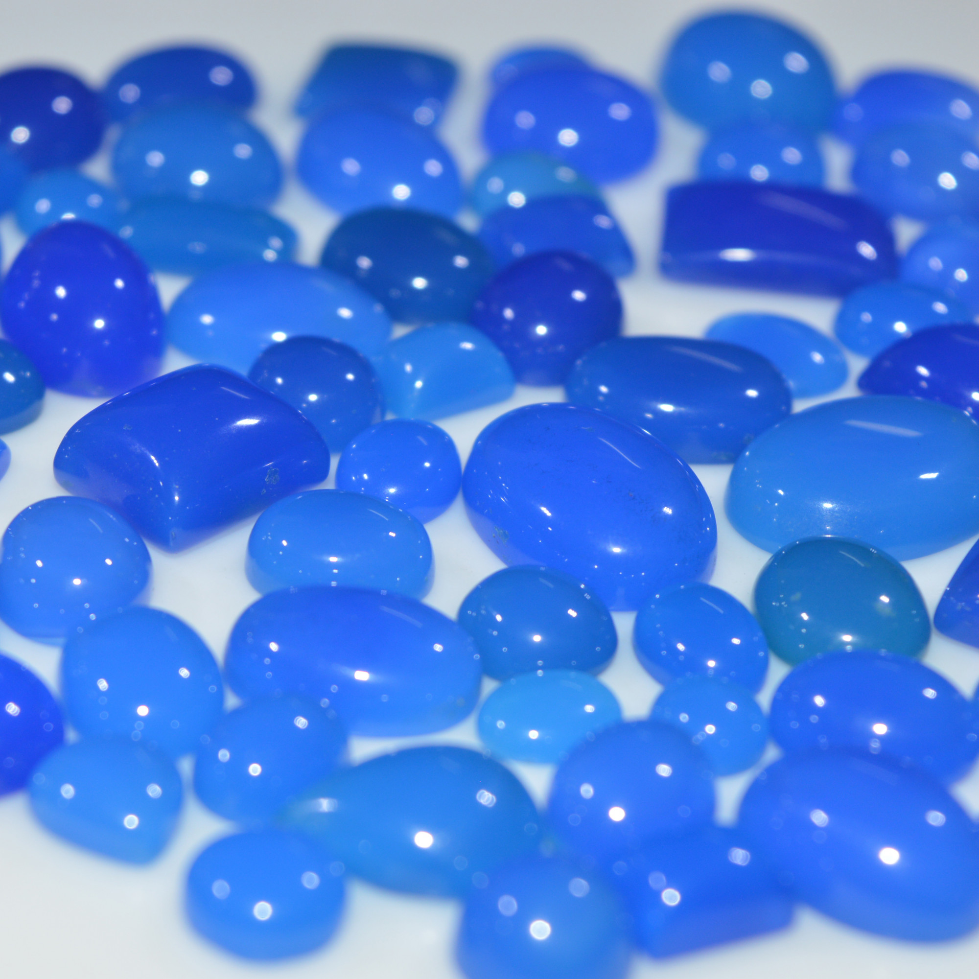 70 Pcs 291Cts Natural Blue Chalcedony Cabochon Gemstone Handmade Jewelry Making Healing Crystals Lot 15x10 5x5 mm 3605