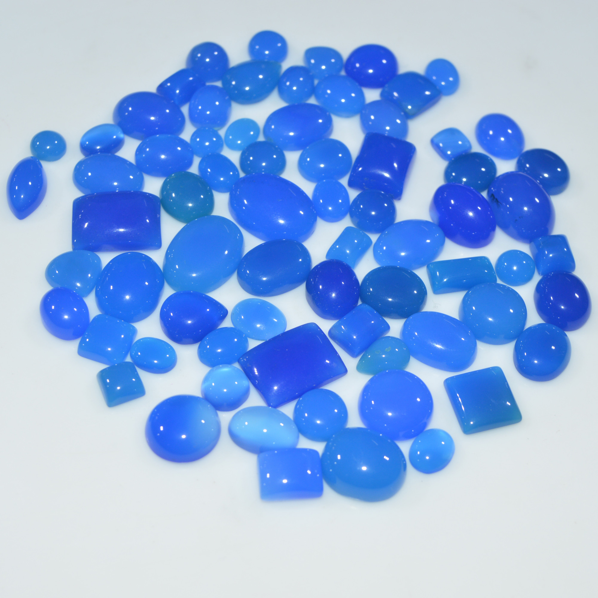 70 Pcs 291Cts Natural Blue Chalcedony Cabochon Gemstone Handmade Jewelry Making Healing Crystals Lot 15x10 5x5 mm 3605