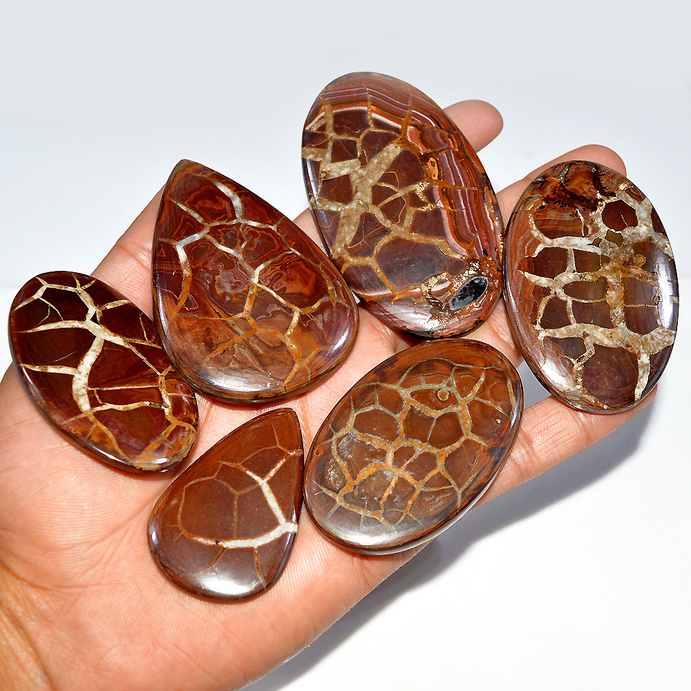 6 Pcs 934 Cts Natural Septarian Cabochon Loose Gemstone Lot 80x39 50x30mm 3617