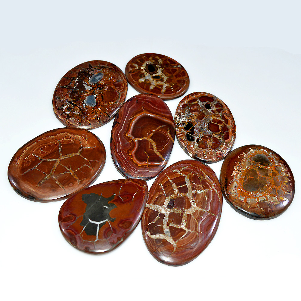8 Pcs 1134 Cts Natural Septarian Cabochon Loose Gemstone Lot 71x44 50x40mm 3619