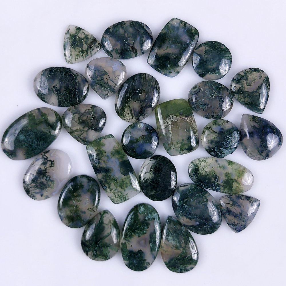 25Pcs 264Cts Natural Green Moss Agate Cabochon Lots Mixed Shapes And Sizes Moss Agate loose gemstone Cabochon Wholesale Lot 22x13 12x12mm#G-362