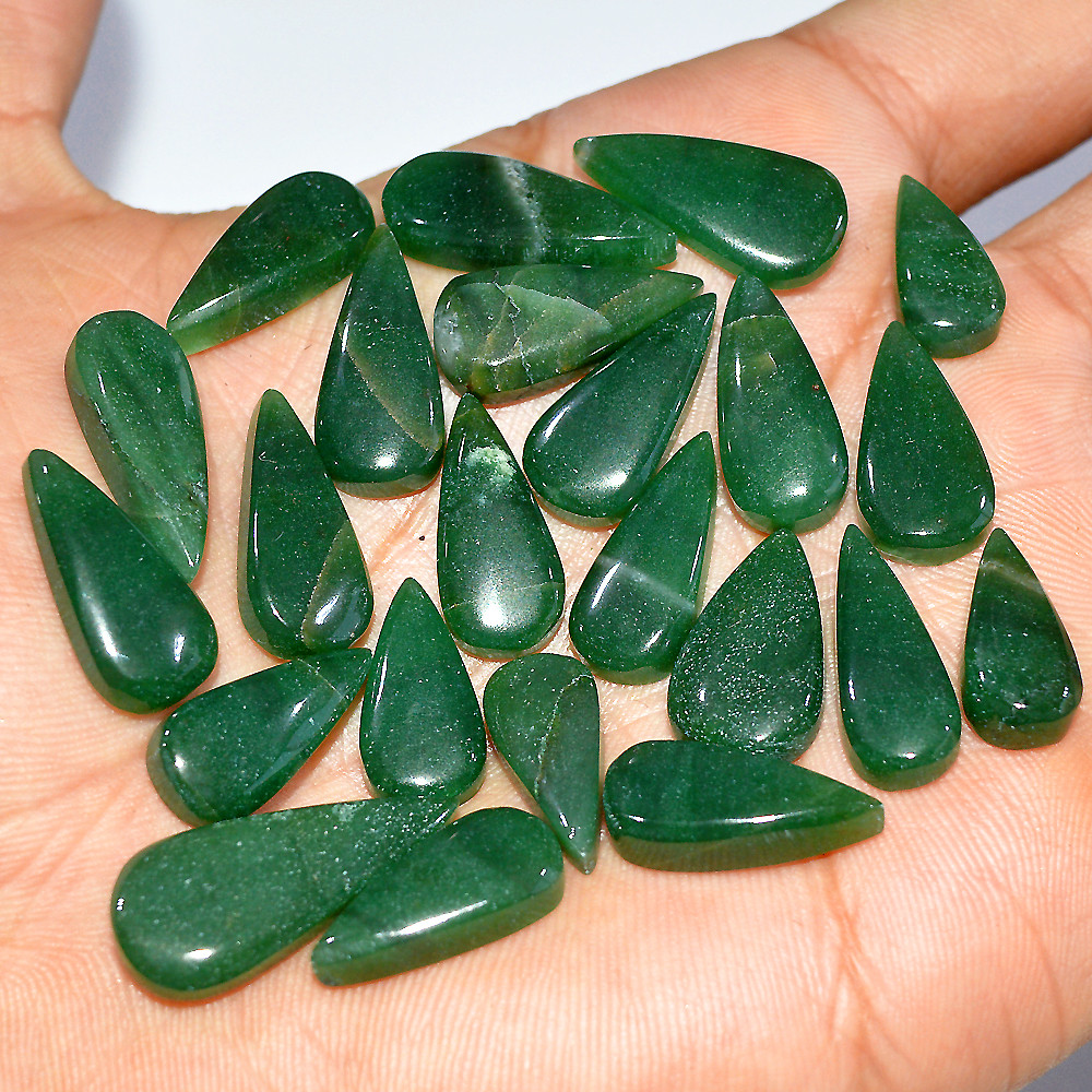 23 Pcs 175 Cts Natural Green Jade Cabochon Loose Gemstone Lot 24x10 14x6mm 3637