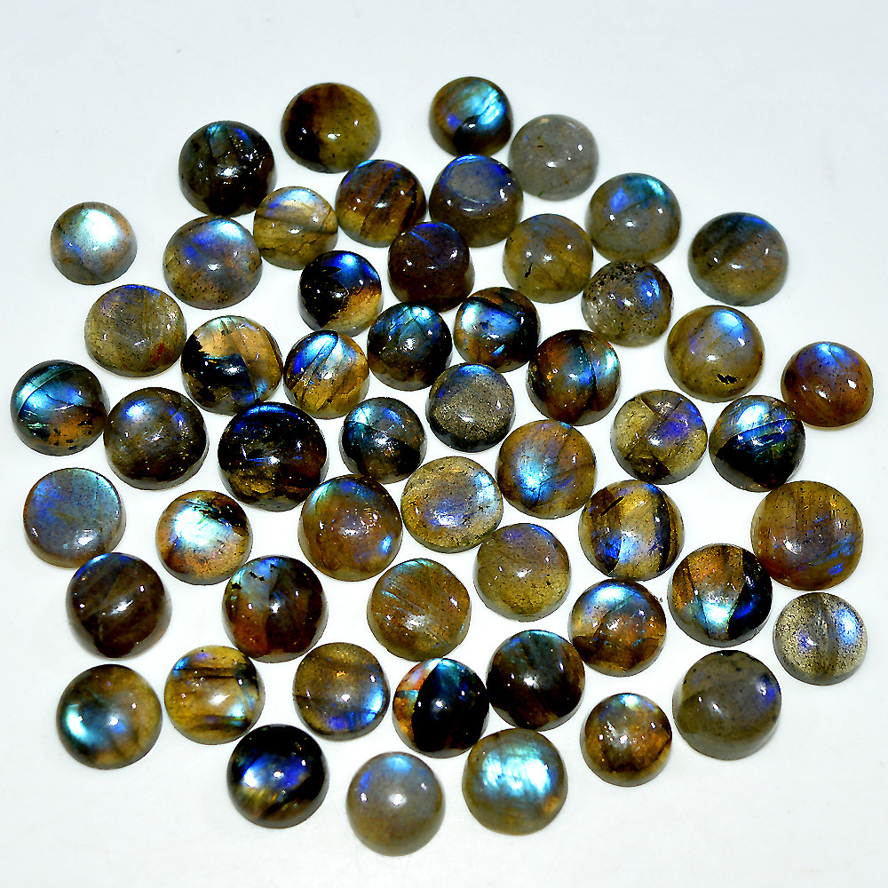 Image of 53 Pcs 140 Cts Natural Labradorite Cabochon Loose Gemstone Lot 9x9 6x6mm #3654