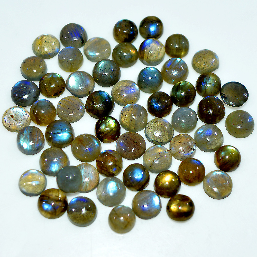 Image of 54 Pcs 97 Cts Natural Labradorite Cabochon Loose Gemstone Lot 5x5mm #3655