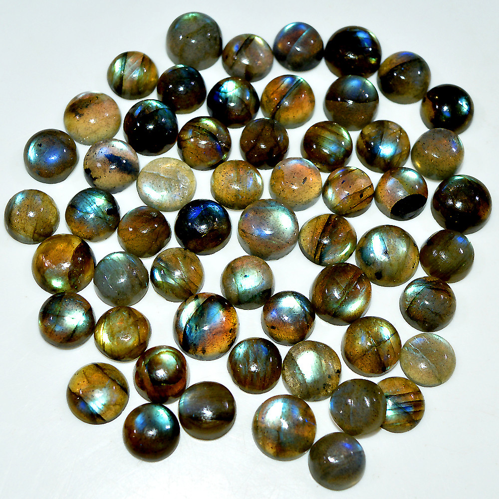 Image of 55 Pcs 142 Cts Natural Labradorite Cabochon Loose Gemstone Lot 9x9 5x5mm #3656