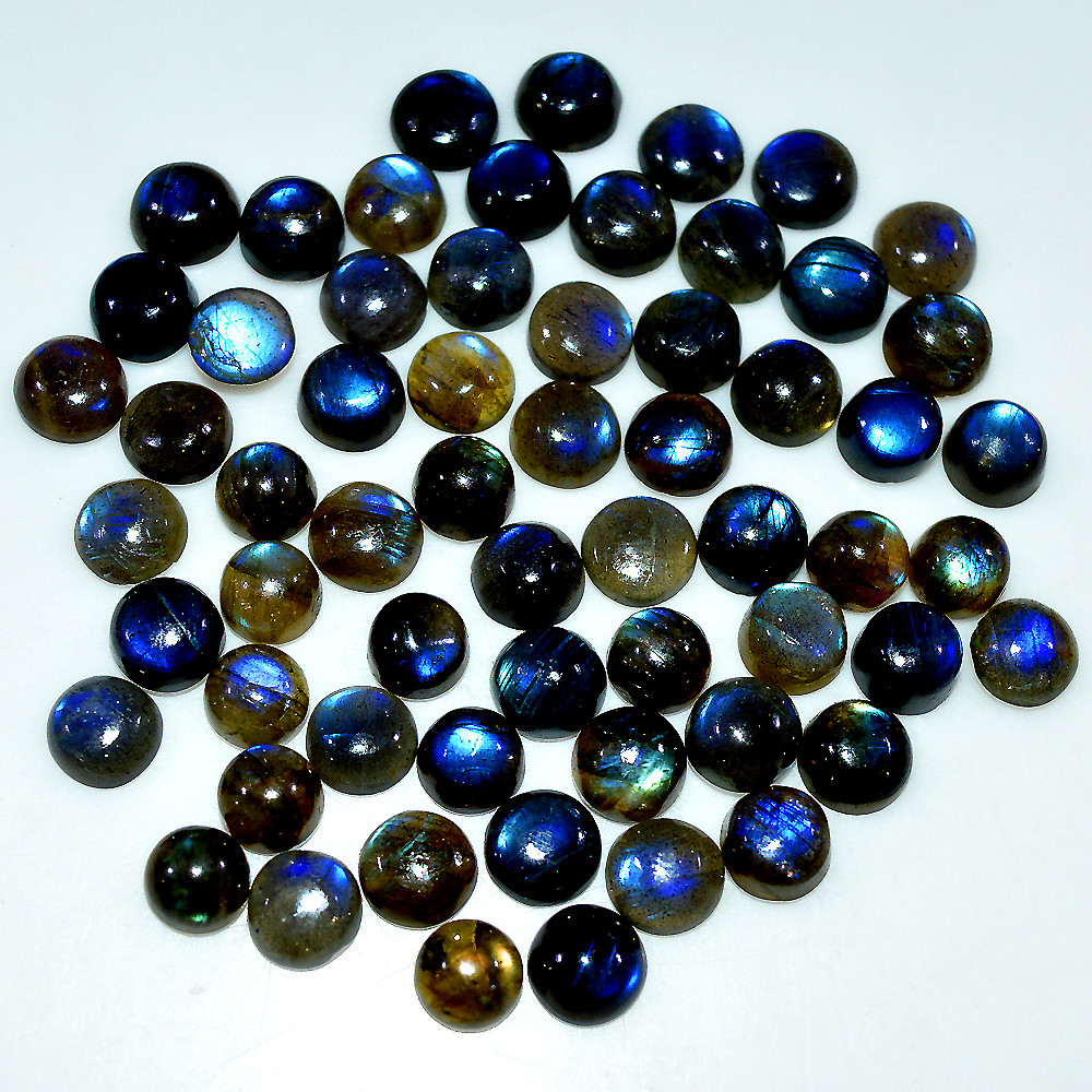 Image of 60 Pcs 114 Cts Natural Labradorite Cabochon Loose Gemstone Lot 6x6 5x5mm #3657