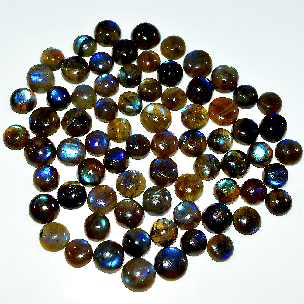 Image of 72 Pcs 194 Cts Natural Labradorite Cabochon Loose Gemstone Lot 9x9 5x5mm #3658