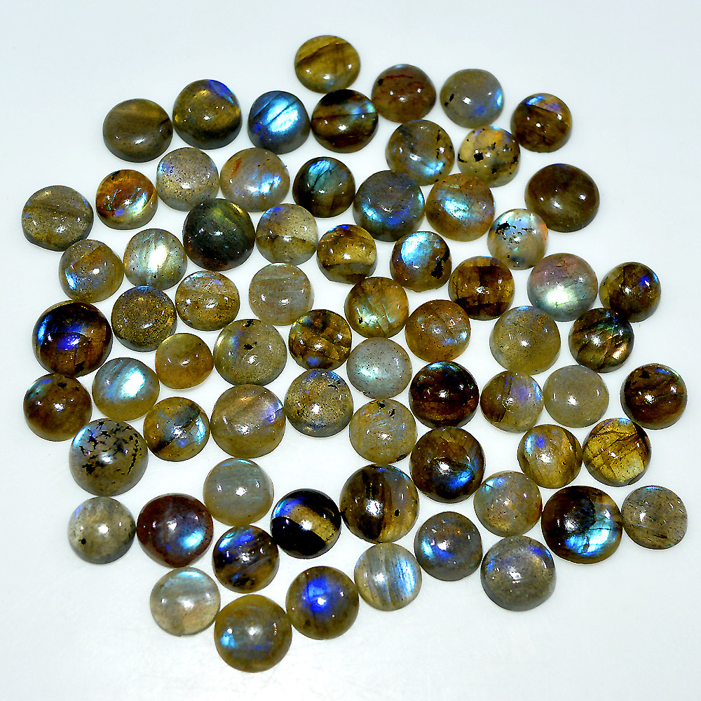 68 Pcs 167 Cts Natural Labradorite Cabochon Loose Gemstone Lot 9x9 5x5mm 3661