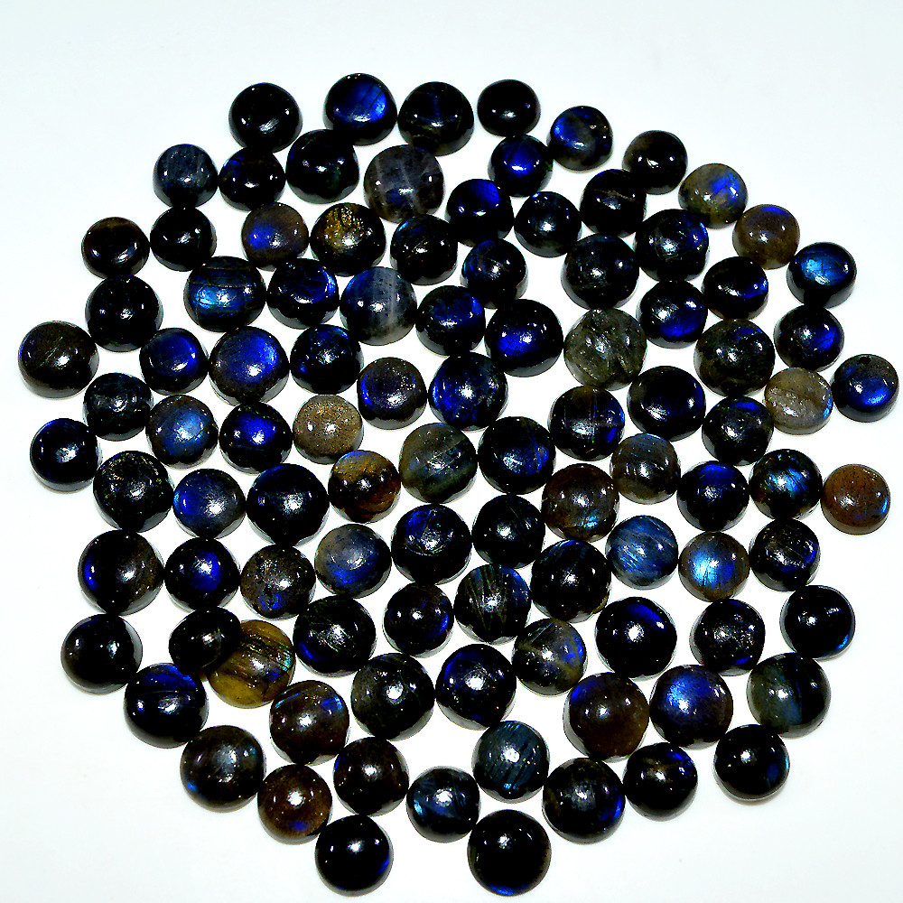 Image of 100 Pcs 273 Cts Natural Labradorite Cabochon Loose Gemstone Lot 8x8 5x5mm #3666