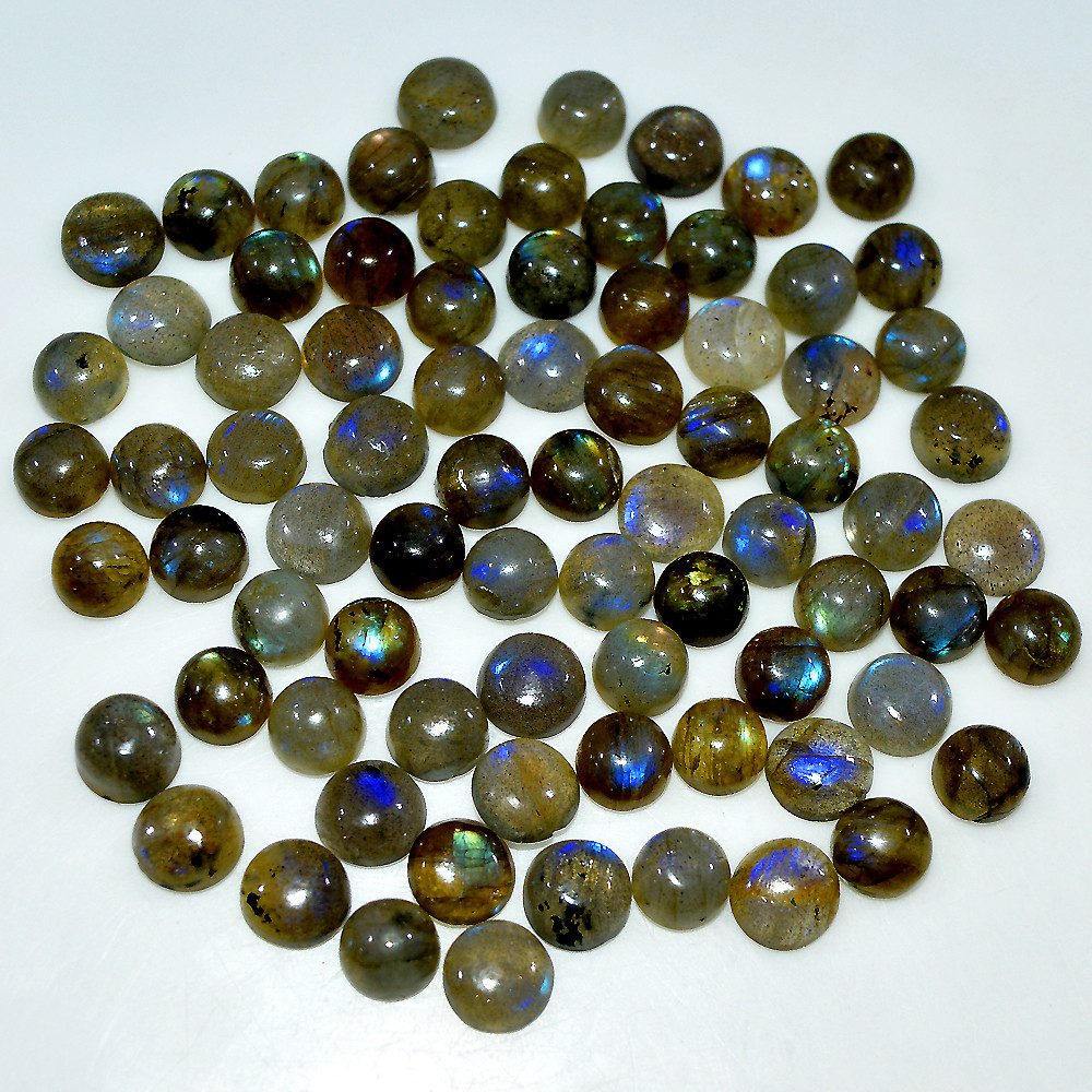 Image of 75 Pcs 142 Cts Natural Labradorite Cabochon Loose Gemstone Lot 5x5 mm #3667