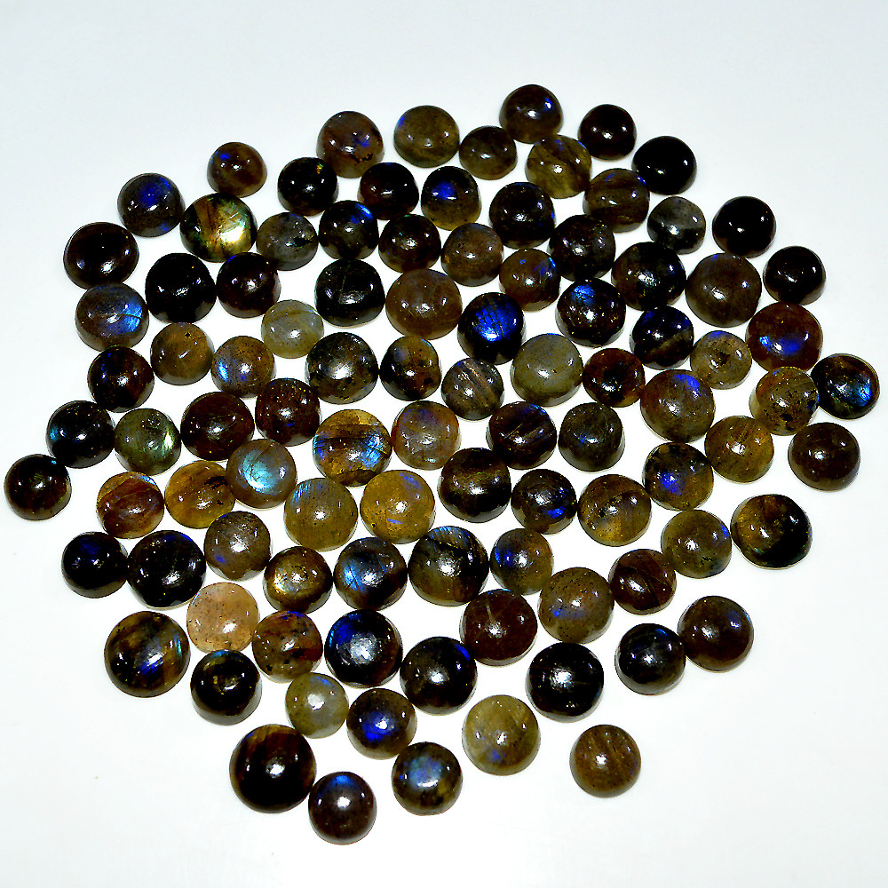 Image of 96 Pcs 272 Cts Natural Labradorite Cabochon Loose Gemstone Lot 9x9 5x5mm #3670