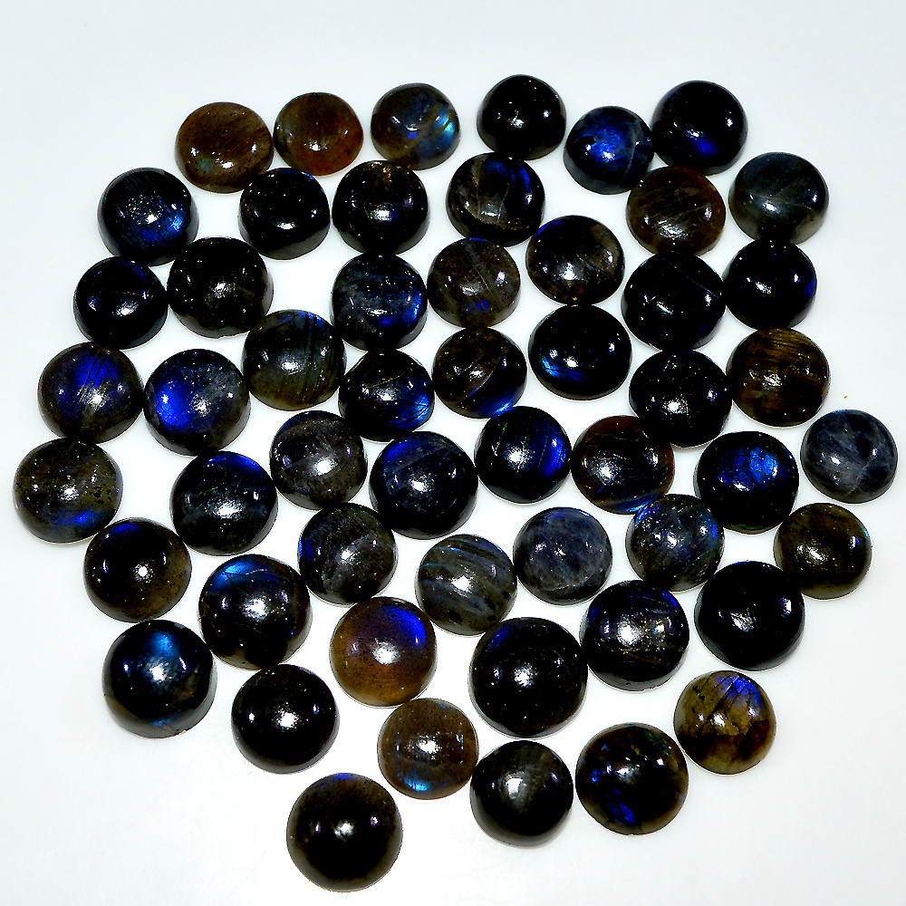 52 Pcs 248 Cts Natural Labradorite Cabochon Loose Gemstone Lot 10x10 8x8mm 3671