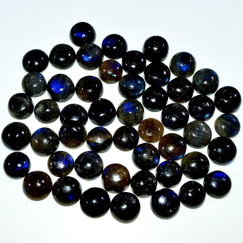 50 Pcs 249 Cts Natural Labradorite Cabochon Loose Gemstone Lot 10x10 8x8mm 3674