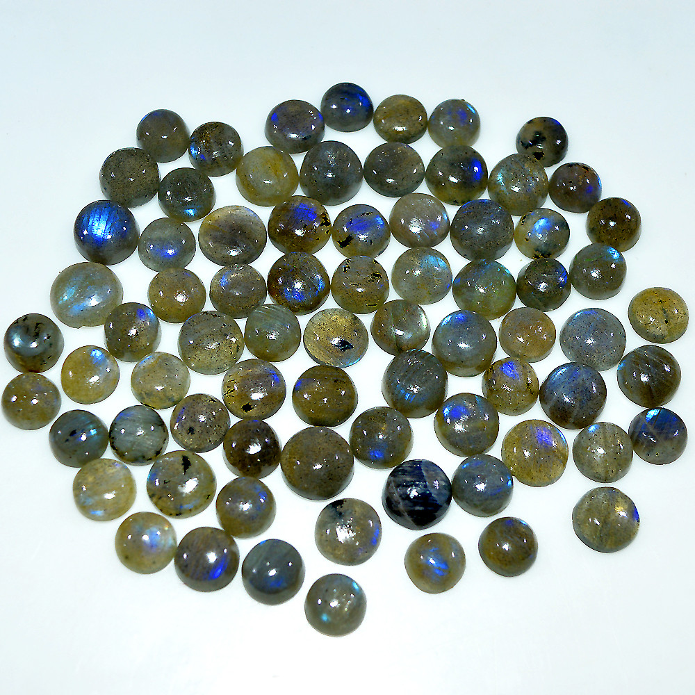 Image of 73 Pcs 194 Cts Natural Labradorite Cabochon Loose Gemstone Lot 9x9 6x6mm #3675