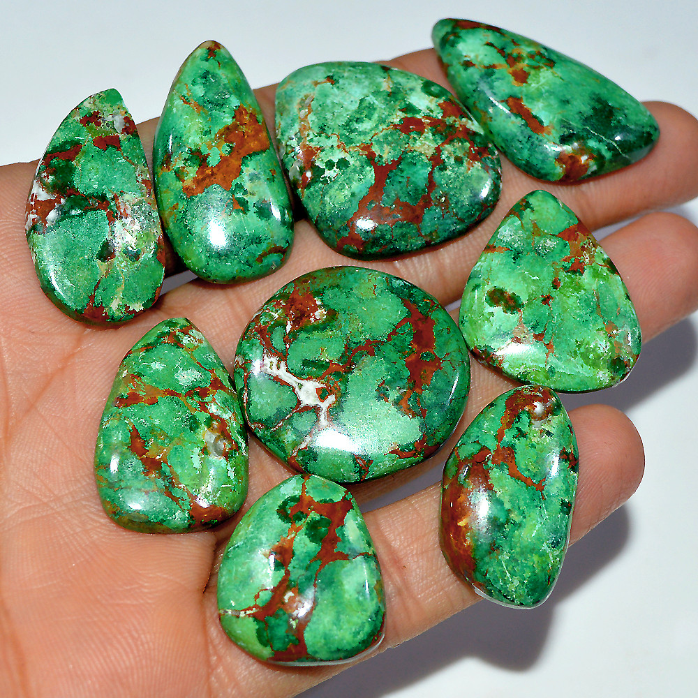 9 Pcs 286 Cts Natural Chrysocolla Cabochon Loose Gemstone 35x20 22x19mm 3687
