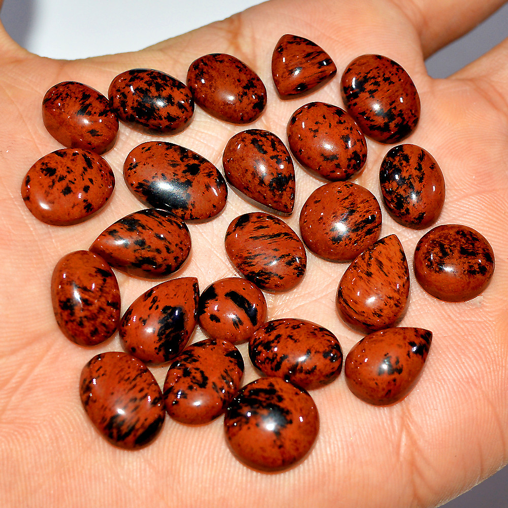 23 Pcs 138 Cts Natural Mahogany Obsidian Cabochon Loose Gemstone Lot 15x10 8x8mm 3700